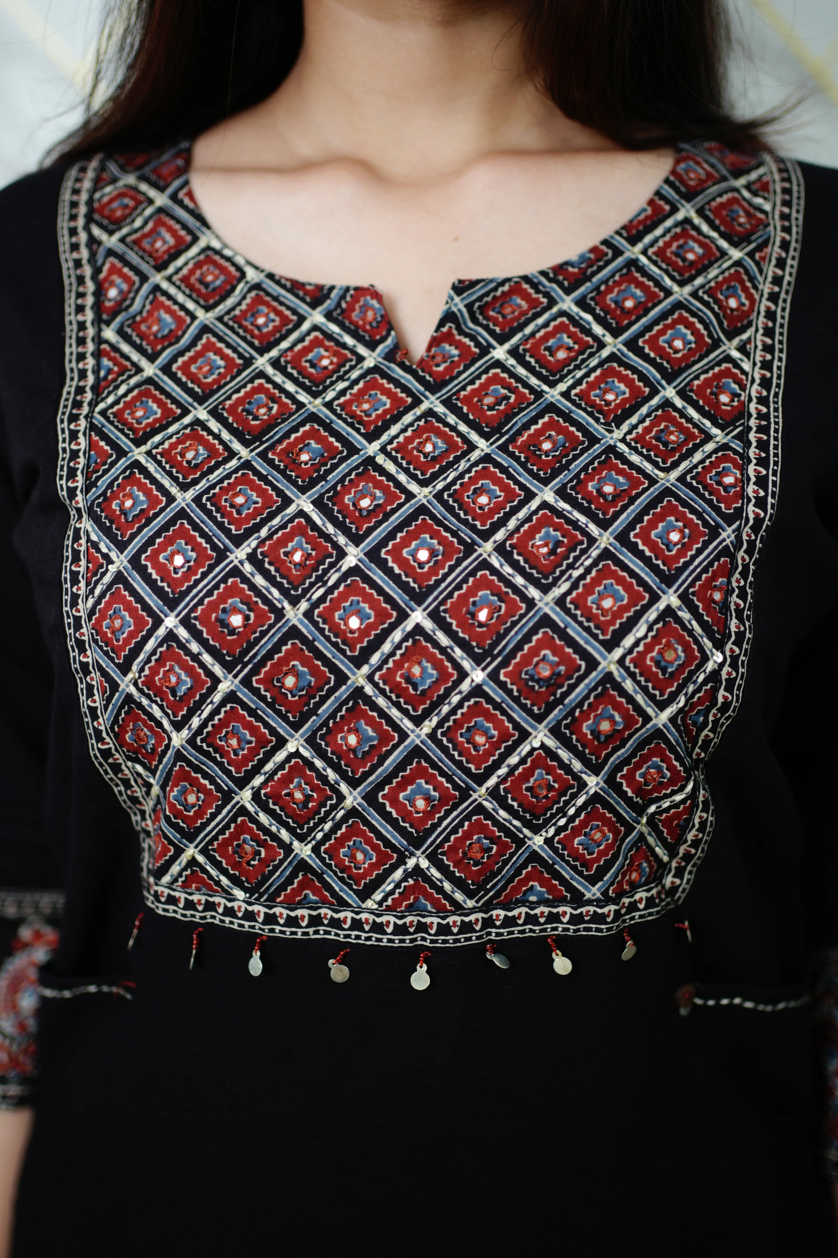 Damini Ajrakh Embroidered Cotton Coord Set - Image 5