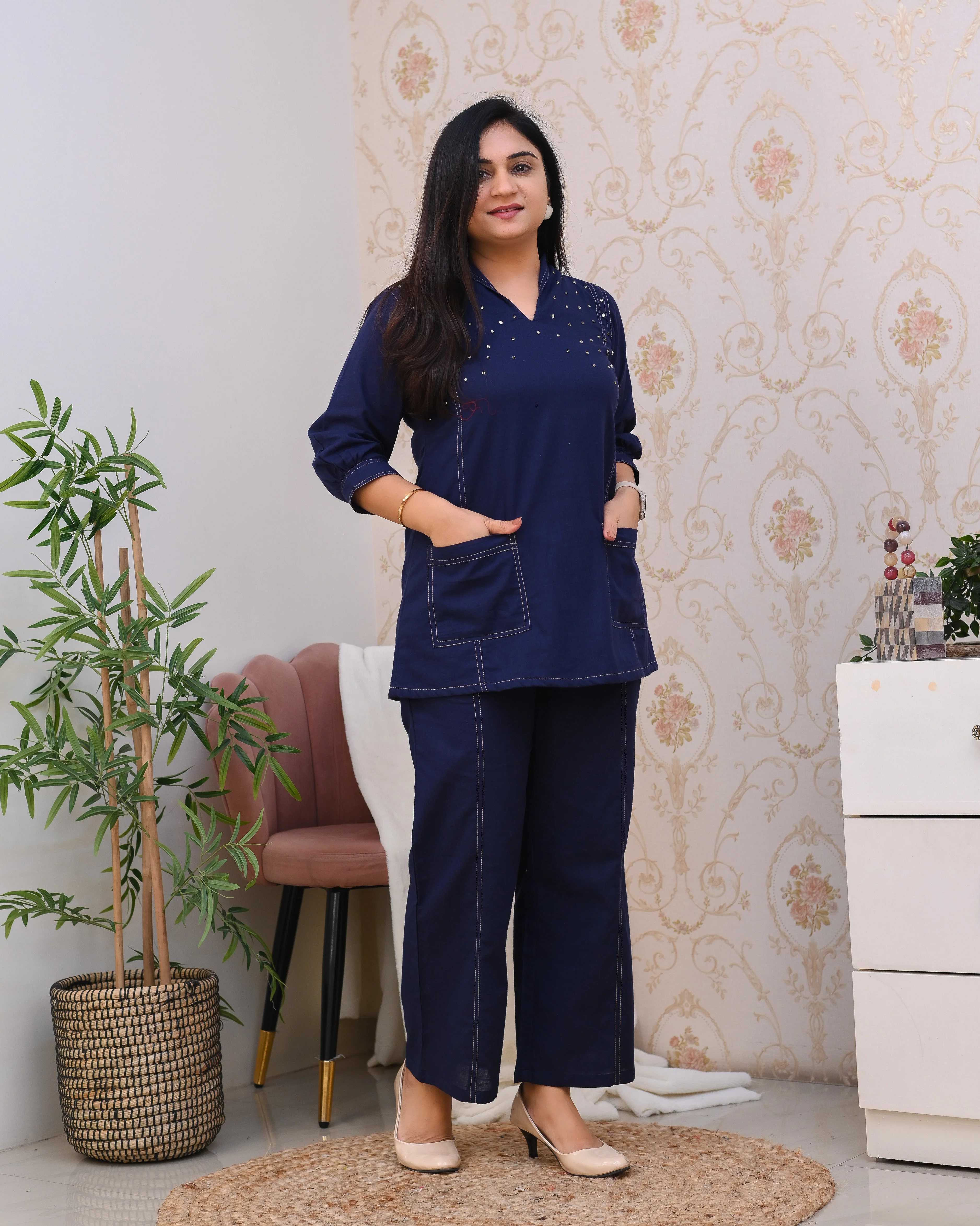 Denim Cotton Trendy Coord Set - Image 6
