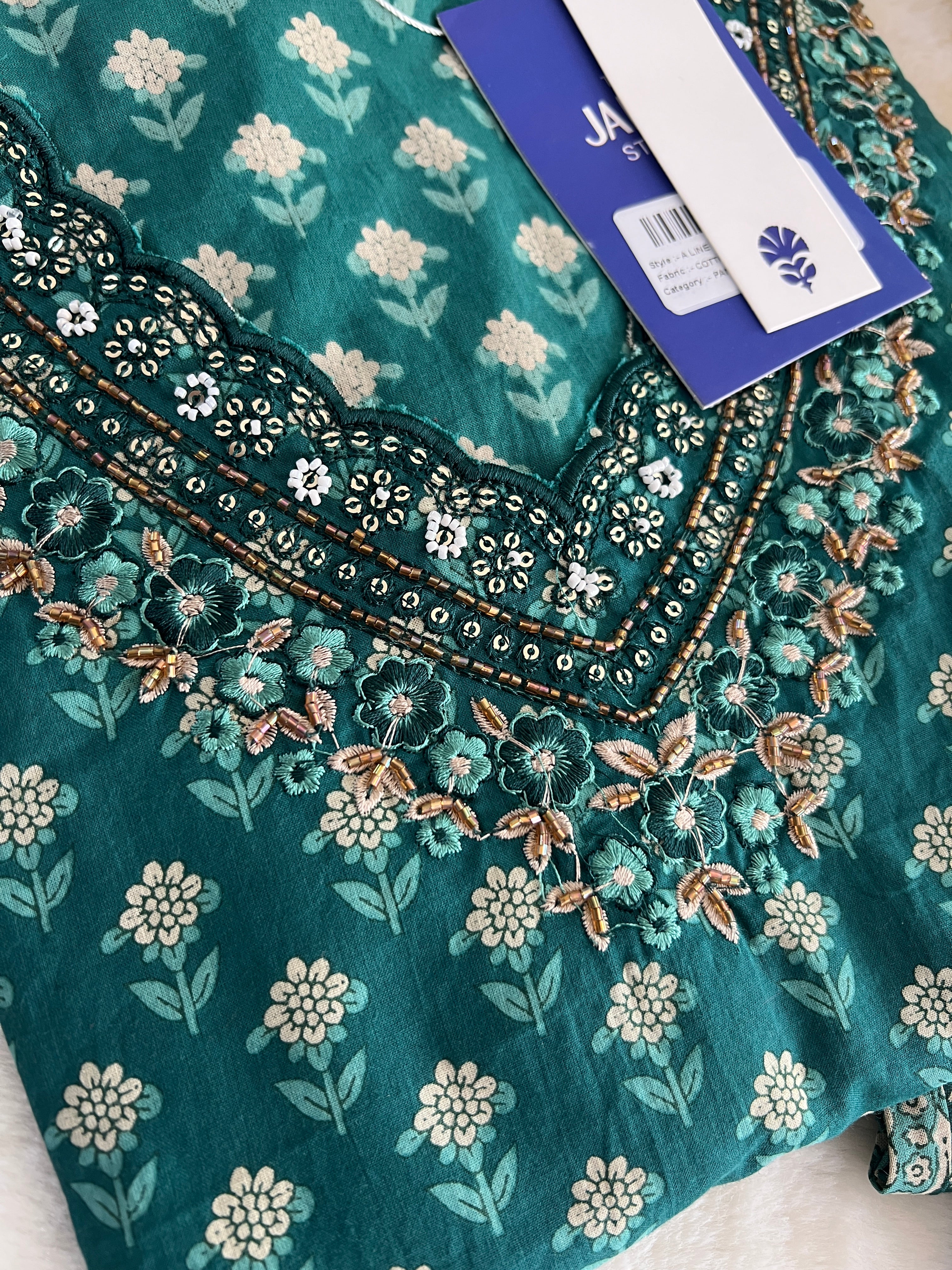 Dimpee Ajrakh Cotton HandEmbroidered Dupatta set - Image 19