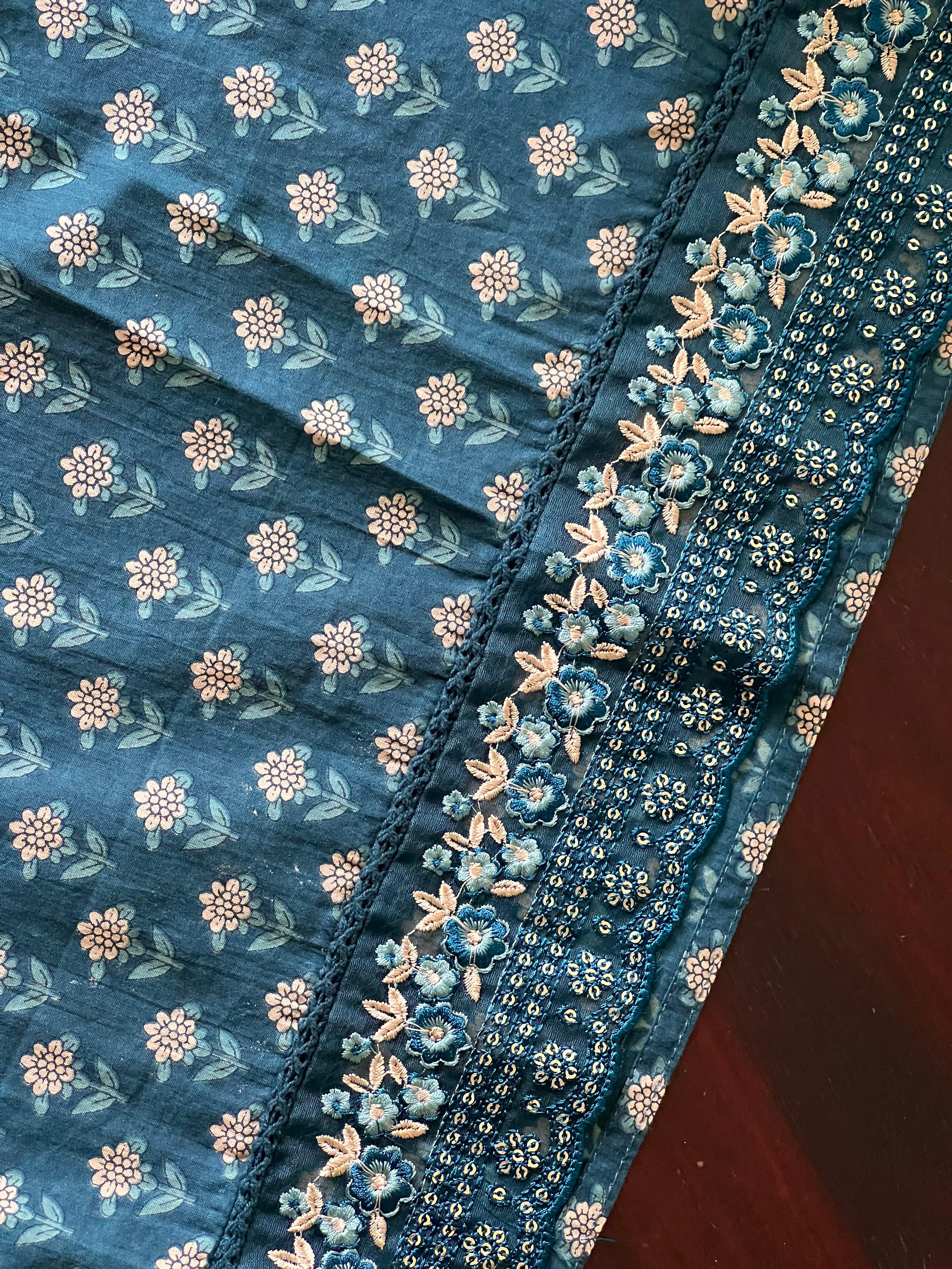 Dimpee Ajrakh Cotton HandEmbroidered Dupatta set - Image 8