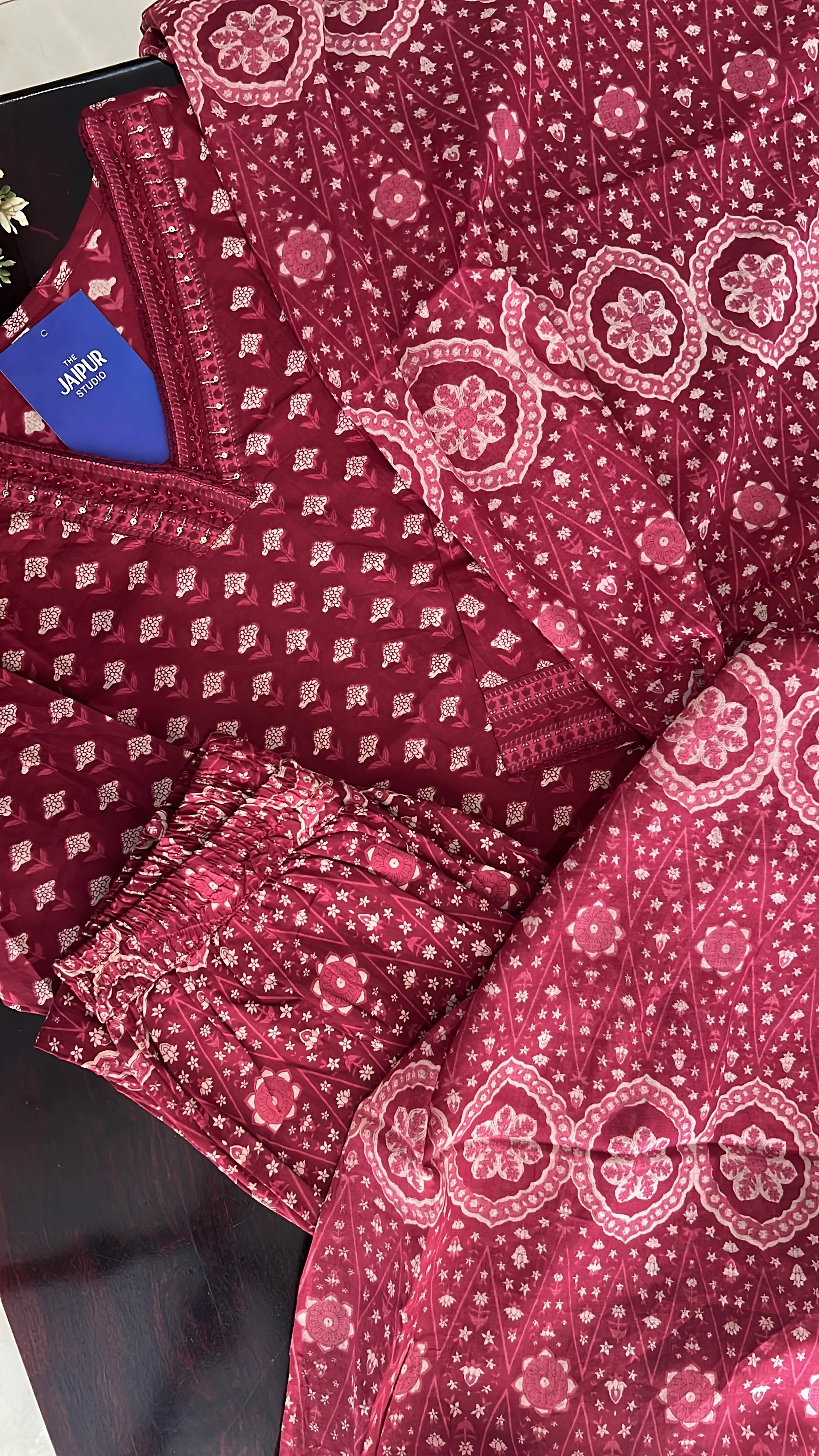 Divisha Ajrakh Cotton HandEmbroidered Pant set - Image 3