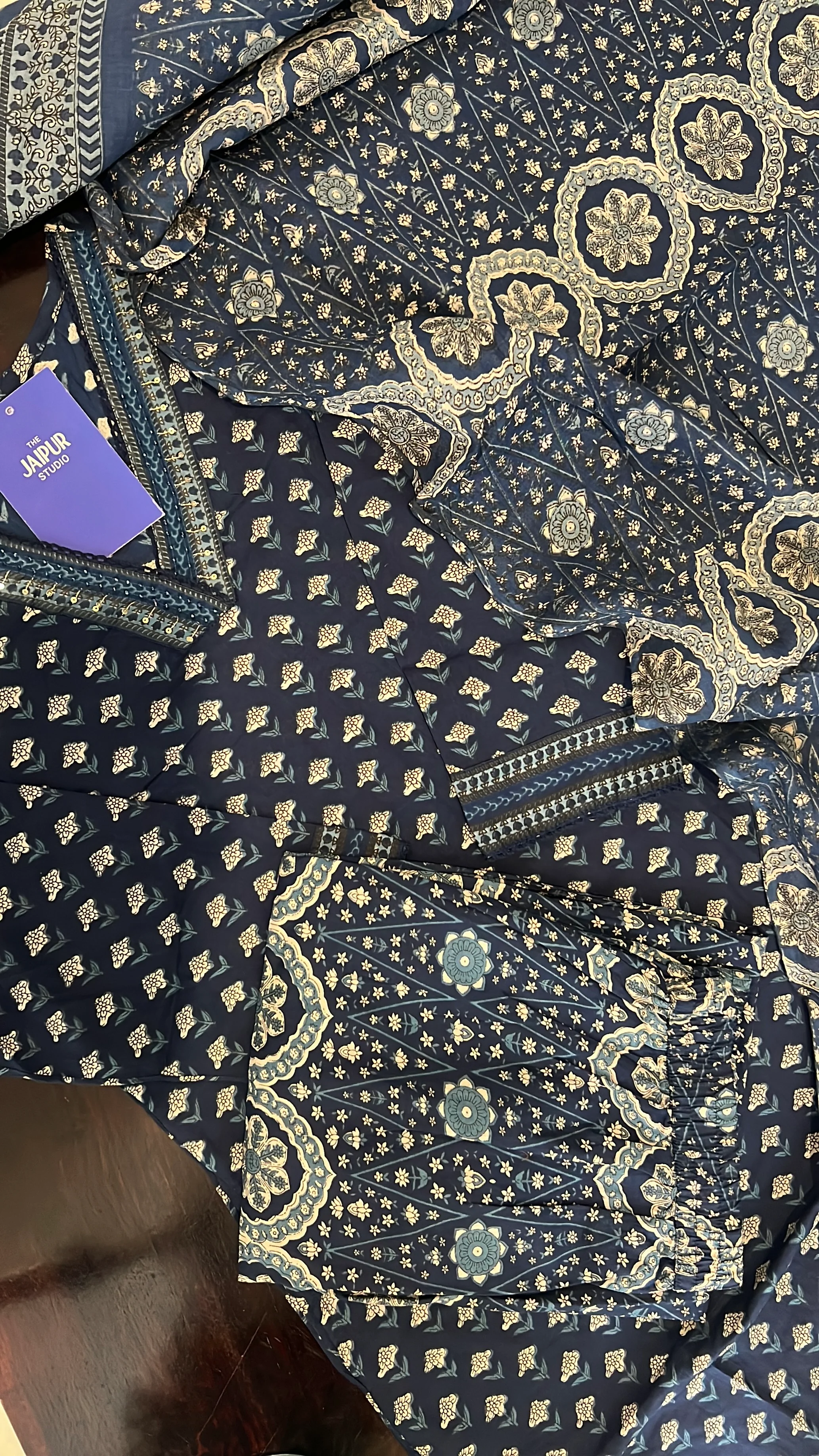 Divisha Ajrakh Cotton HandEmbroidered Pant set - Image 4
