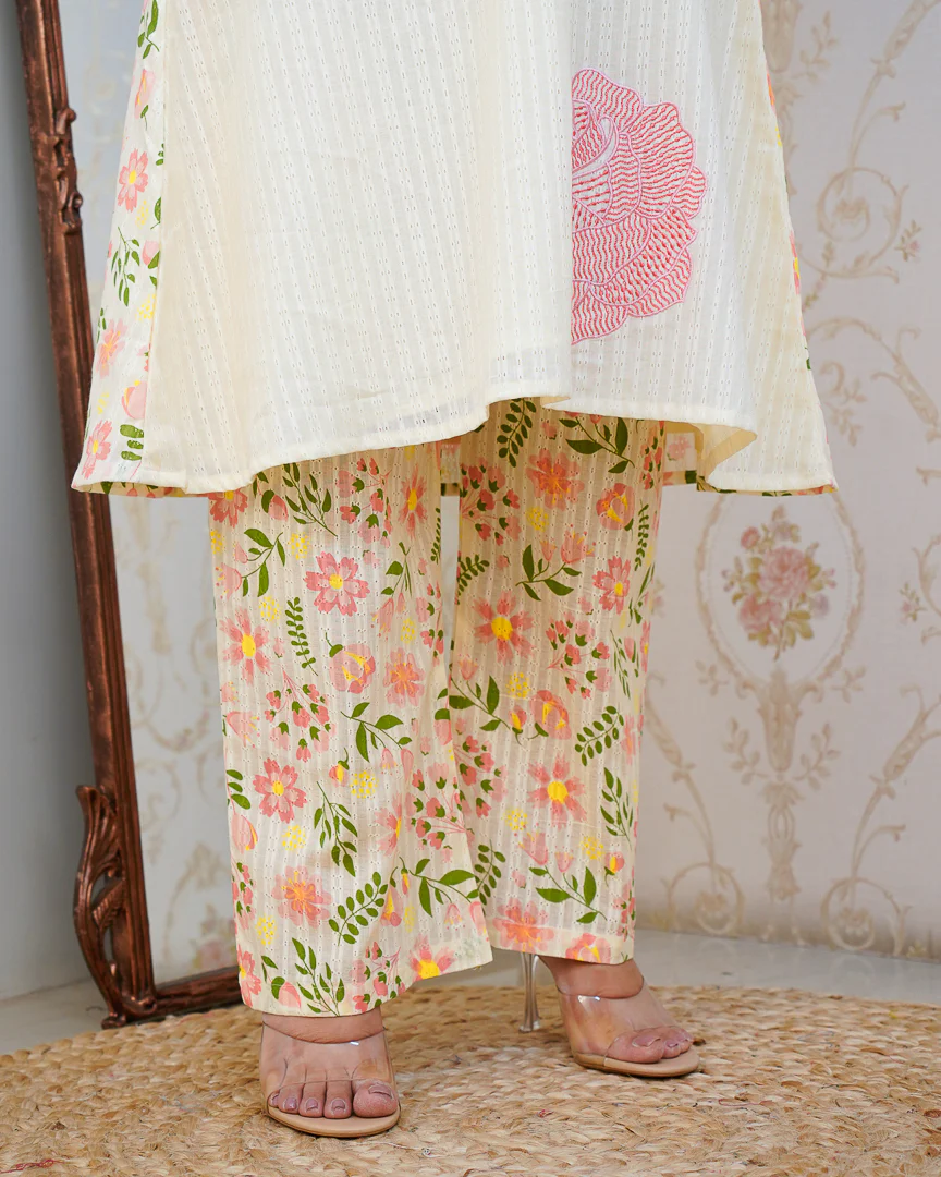 Dobby Cotton A-line Embroidered Coord set - Image 11