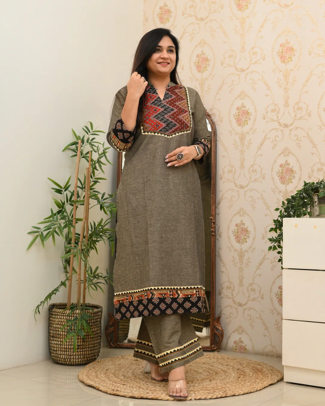 Easha Cotton A-line Plazo Coord Set - Image 3
