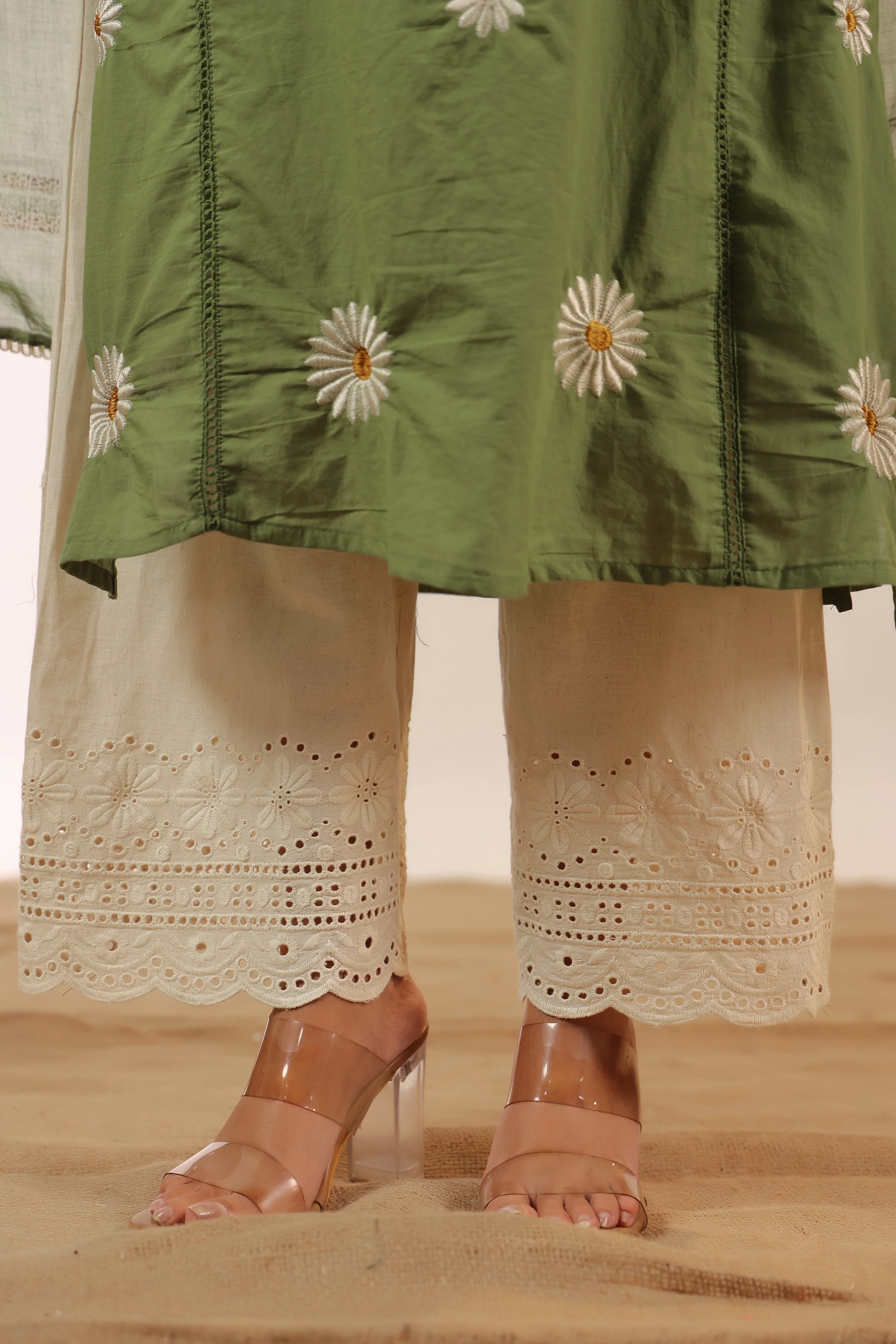 Eira Mul Cotton Embroidered A-line Pant Set - Image 18
