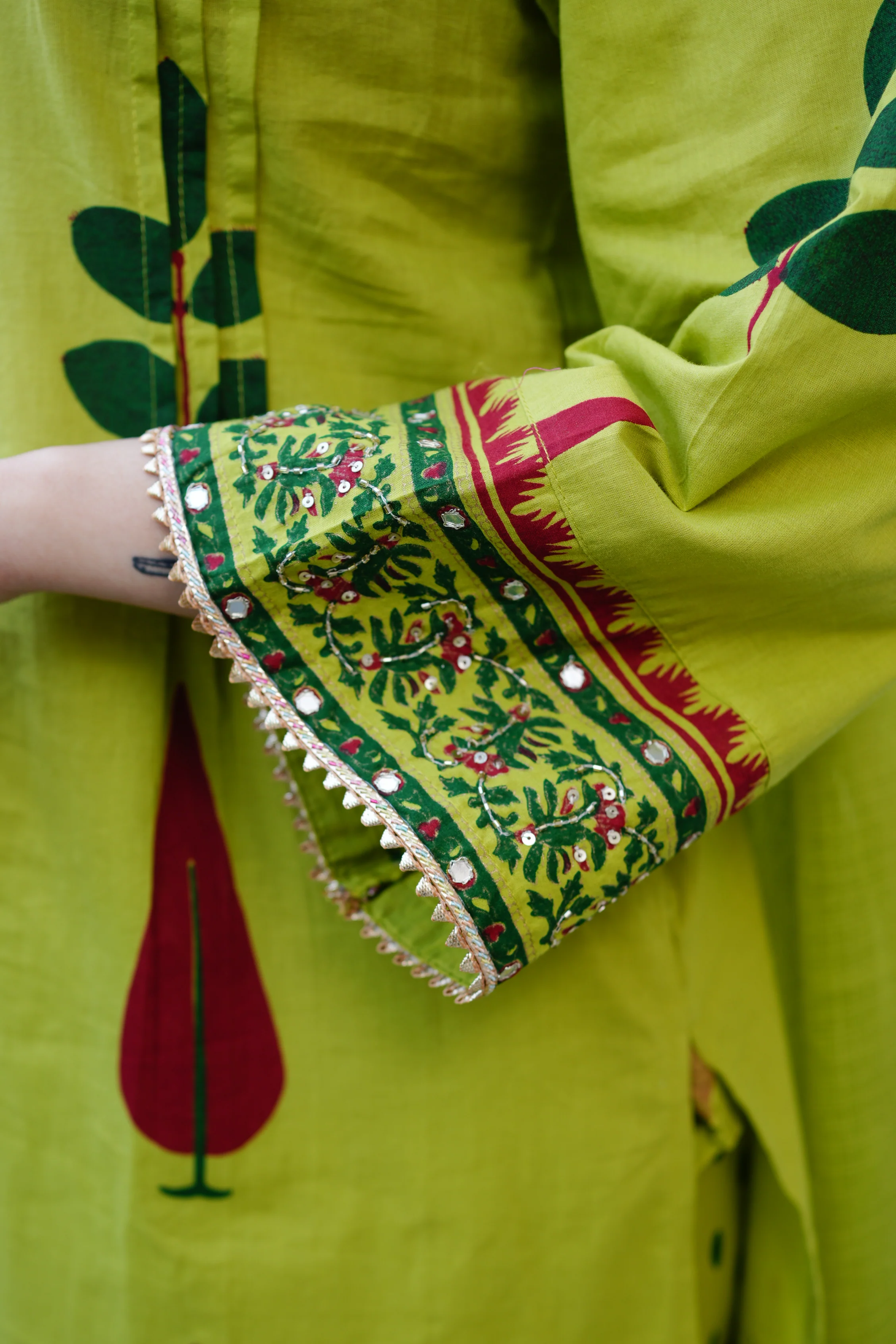 Erisha Cotton Handblock Embroidered Pant Set - Image 15