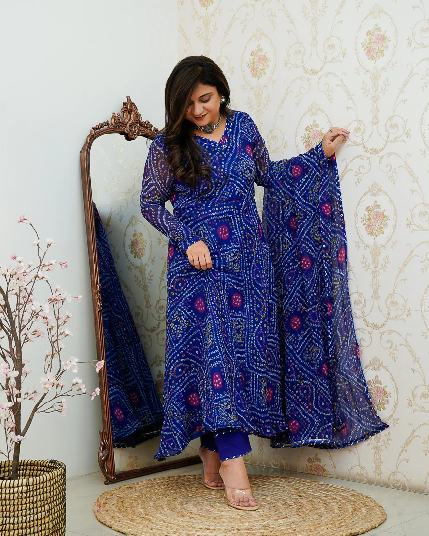 Falguni Bandhani Chiffon Anarkali Set - Image 3