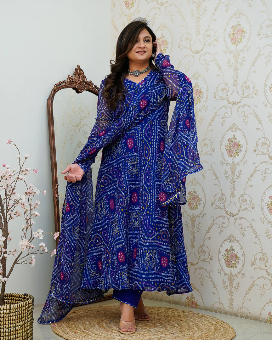 Falguni Bandhani Chiffon Anarkali Set - Image 4