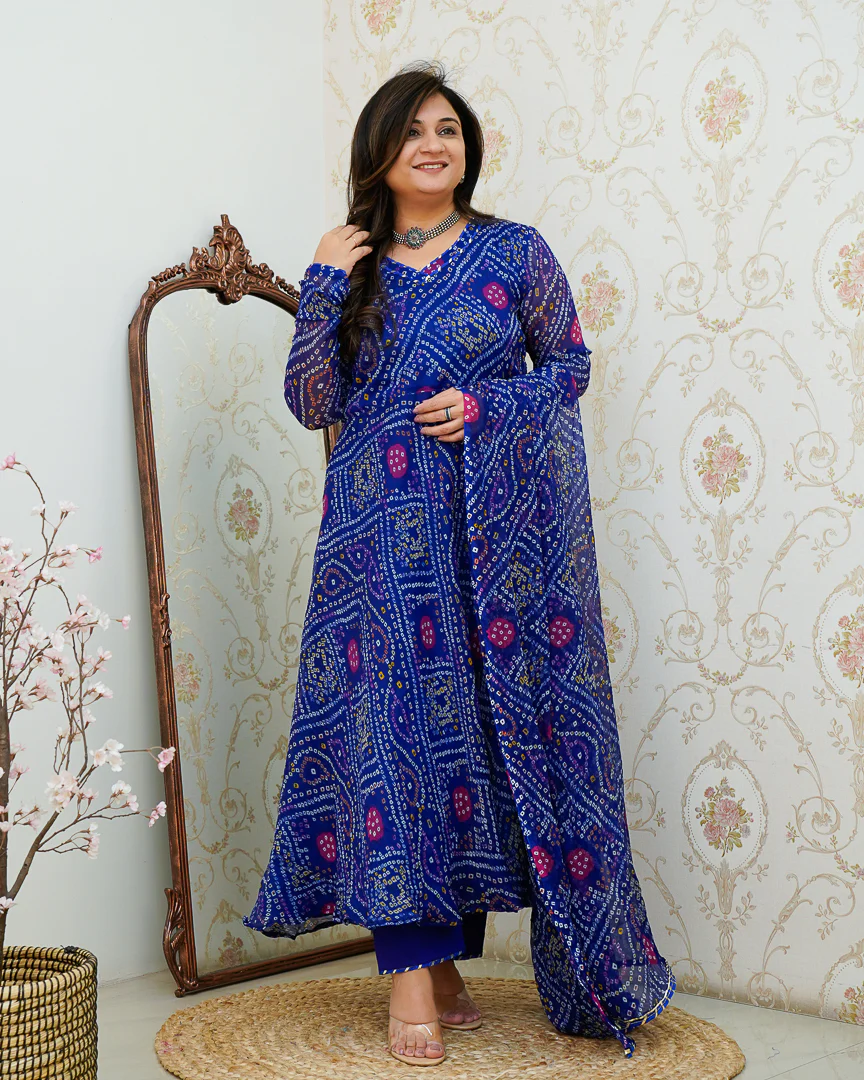 Falguni Bandhani Chiffon Anarkali Set - Image 5