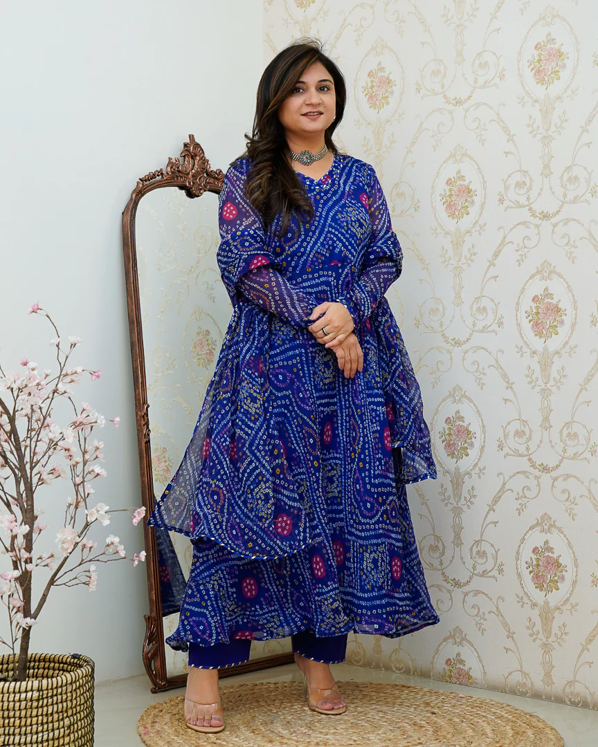 Falguni Bandhani Chiffon Anarkali Set - Image 7