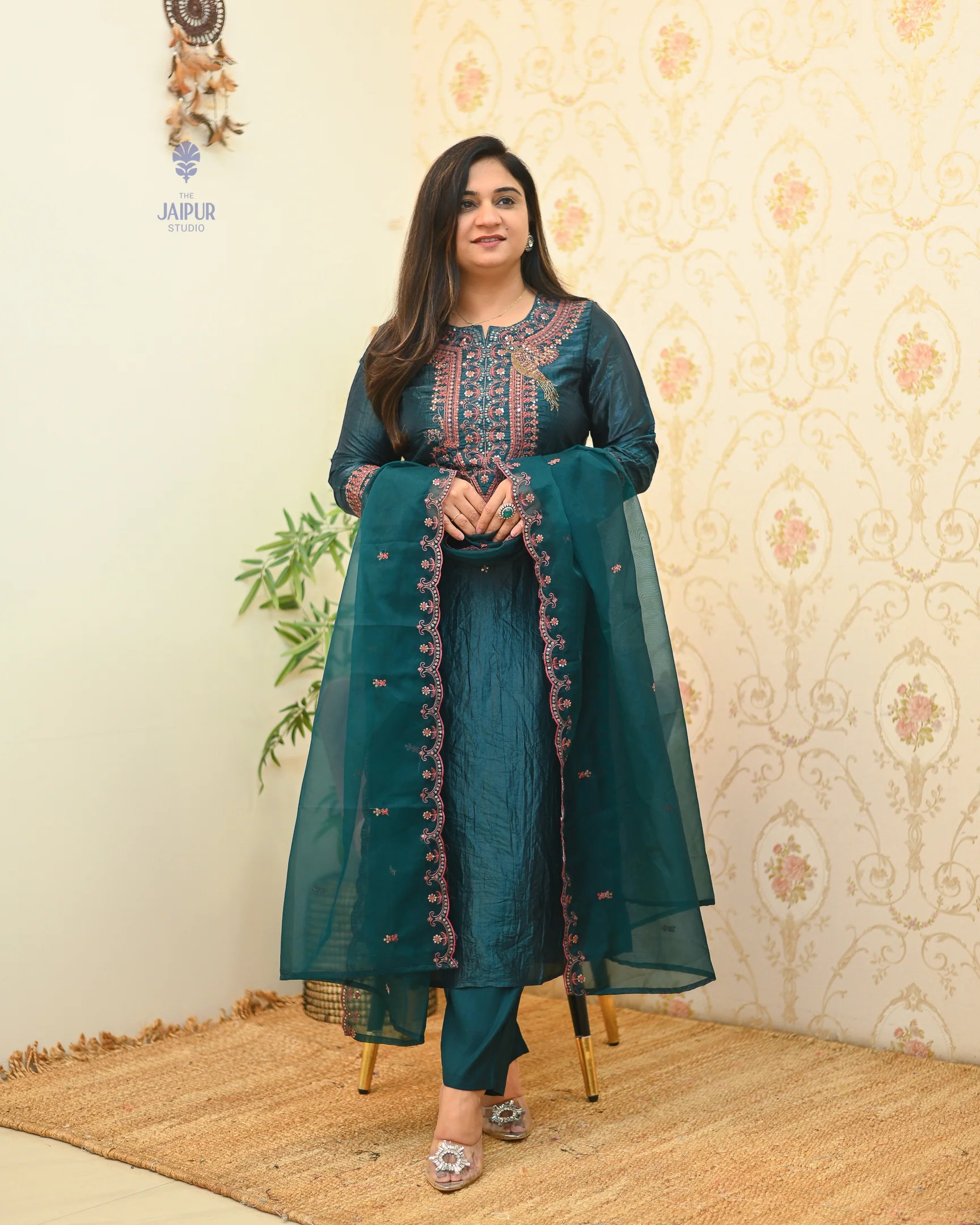 Festive special Silk Embroidered Pant Set - Image 2