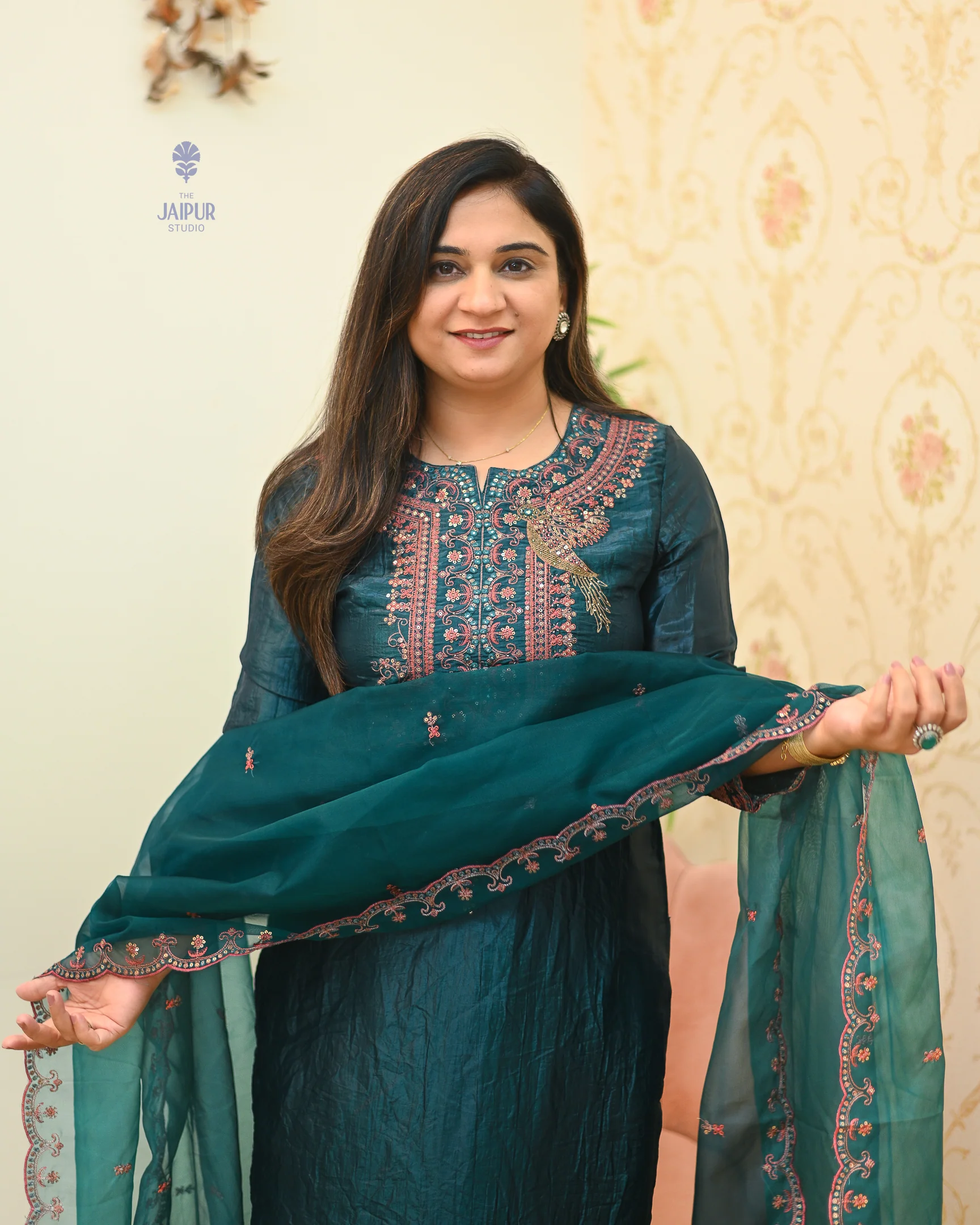 Festive special Silk Embroidered Pant Set - Image 5