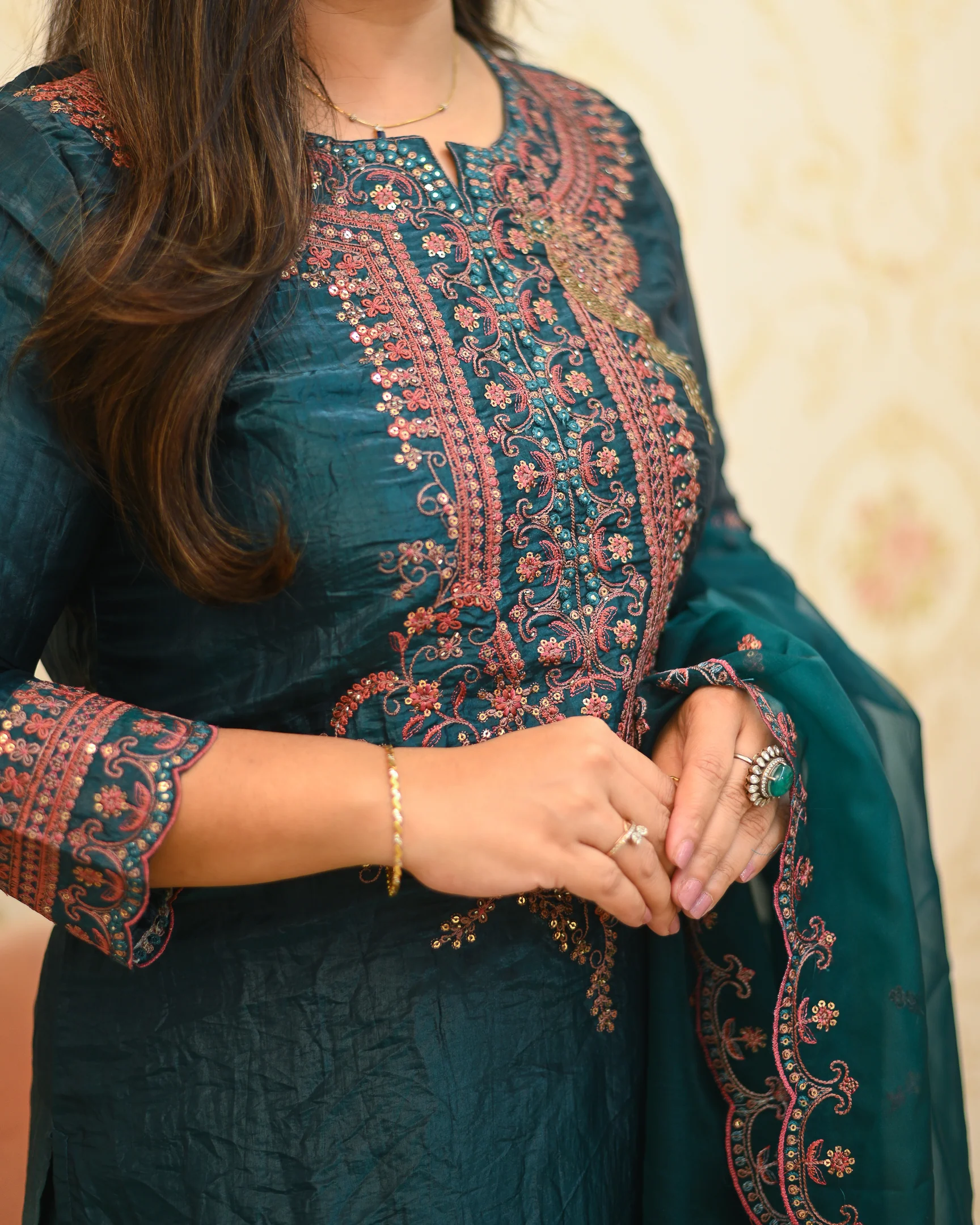 Festive special Silk Embroidered Pant Set - Image 7