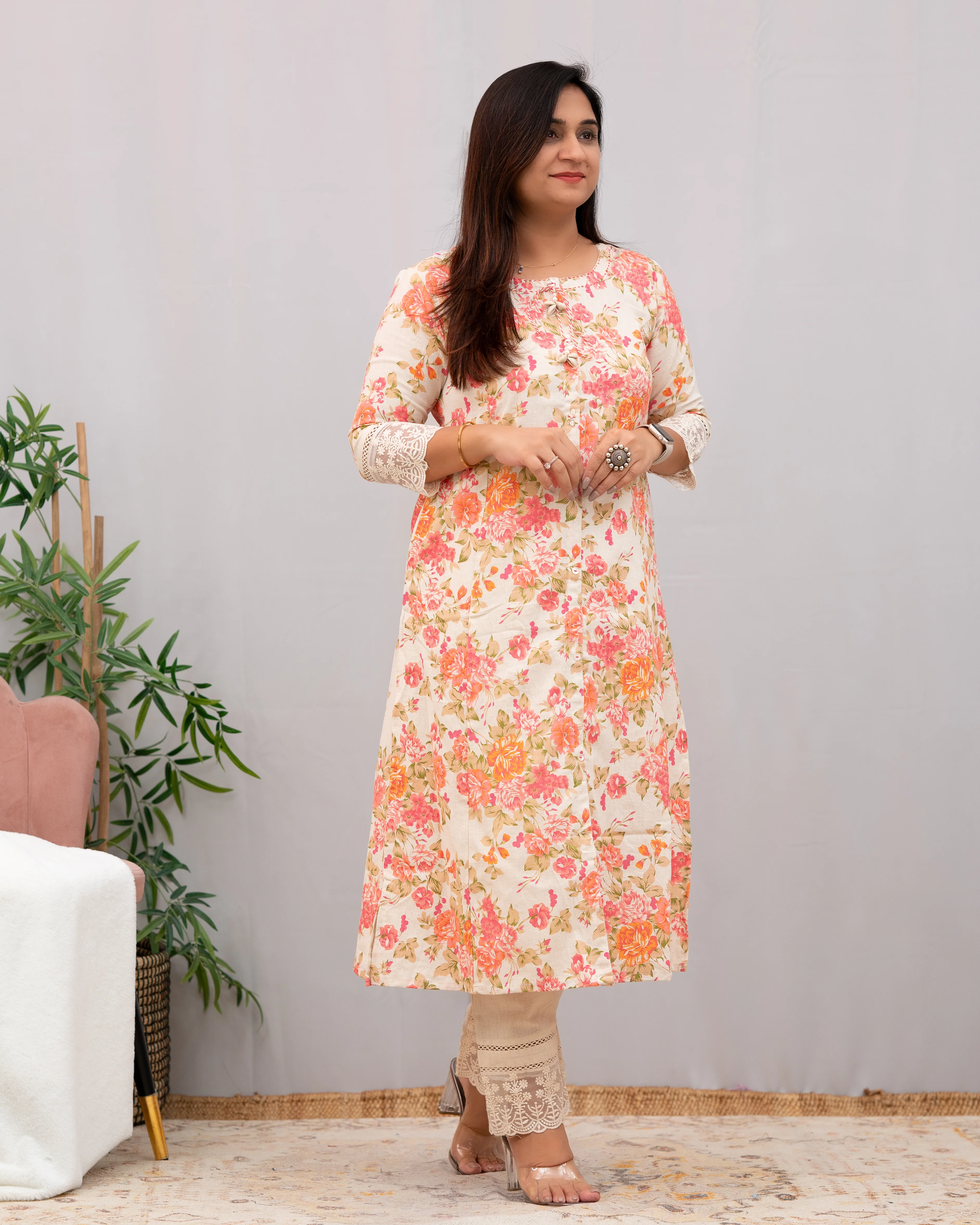 Fiza Floral Cotton A-line Pant Set