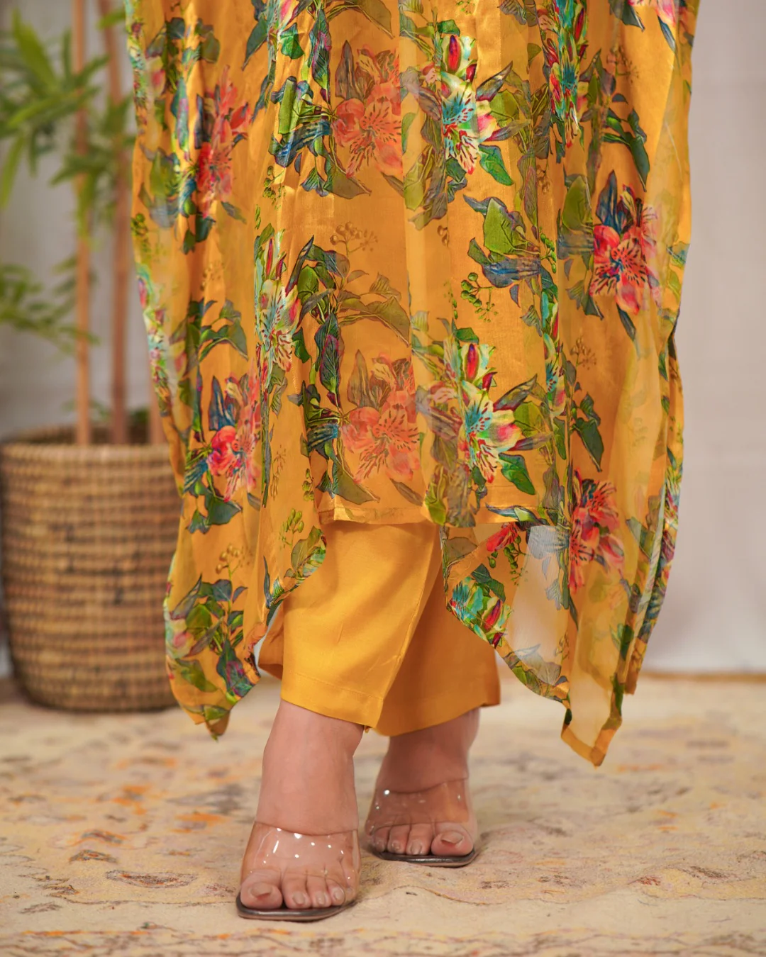 Floral Chiffon Kaftaan Pant Set - Image 4