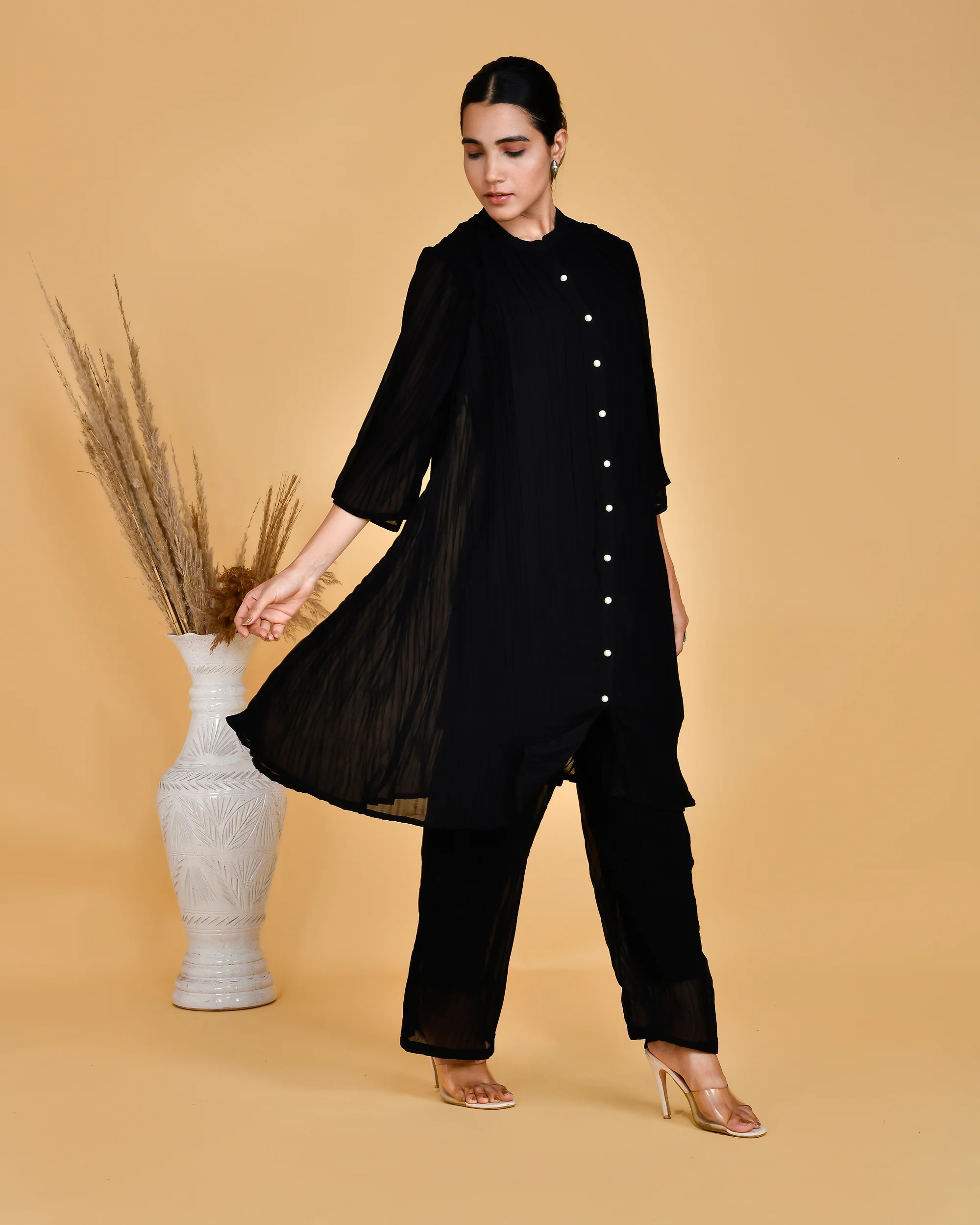 Gabe Black Chiffon Coord Set - Image 5