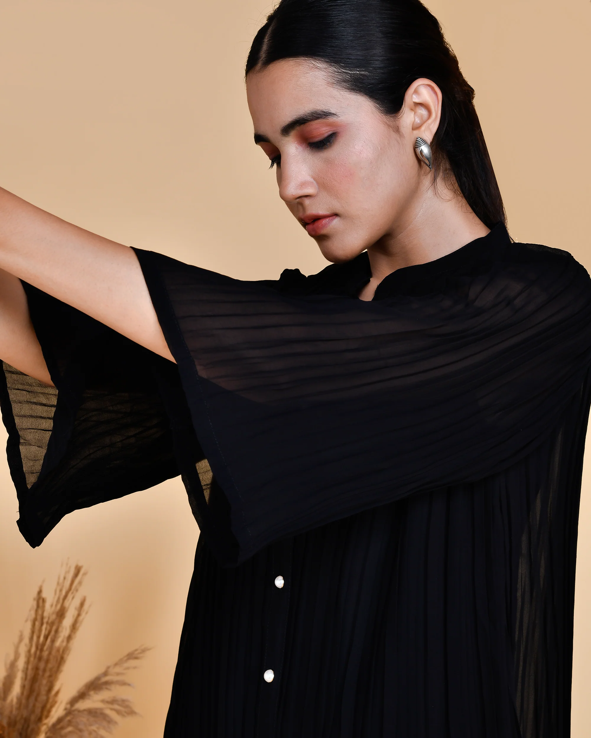 Gabe Black Chiffon Coord Set - Image 6