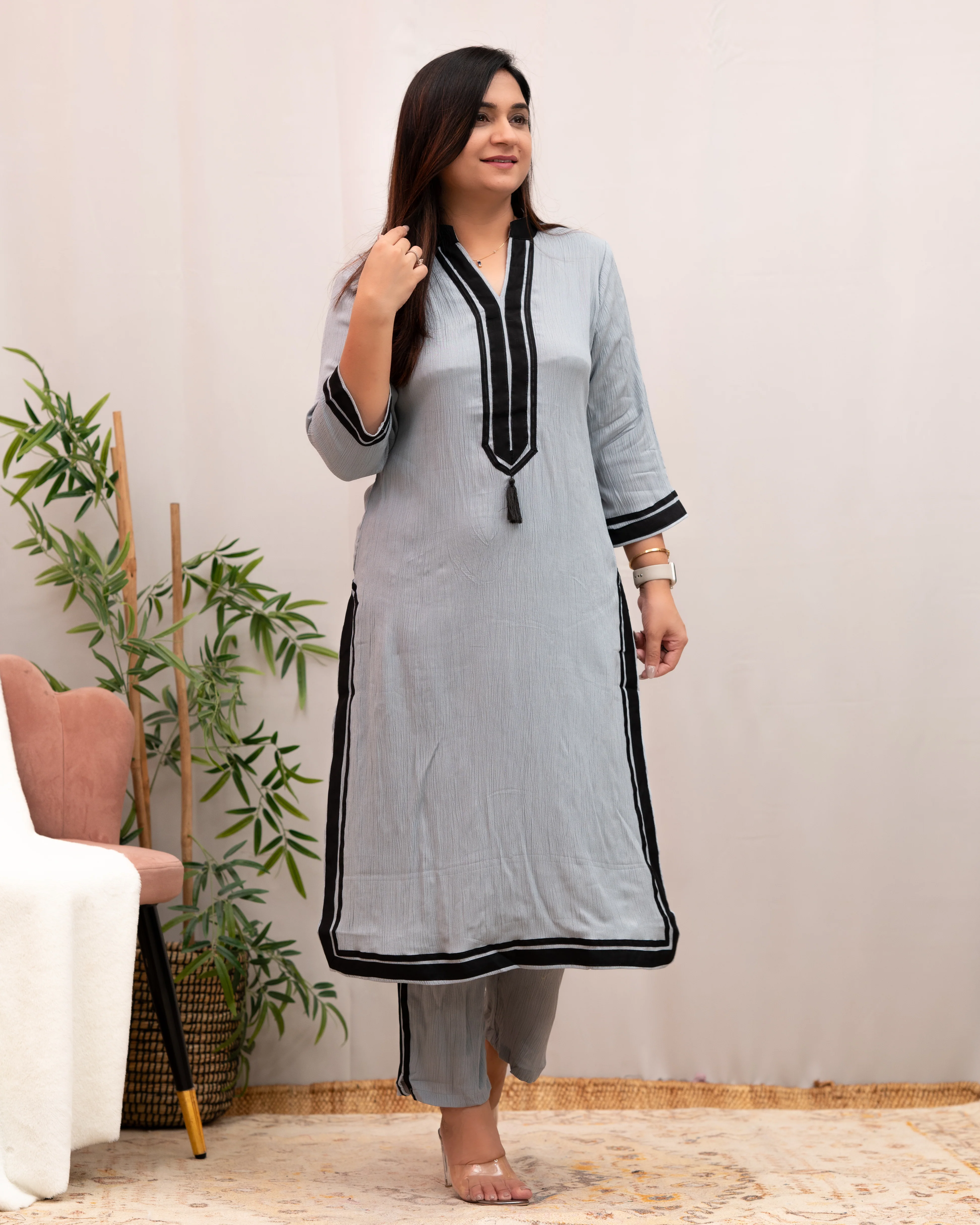 Geet Crepe Straight Coord Set - Image 3