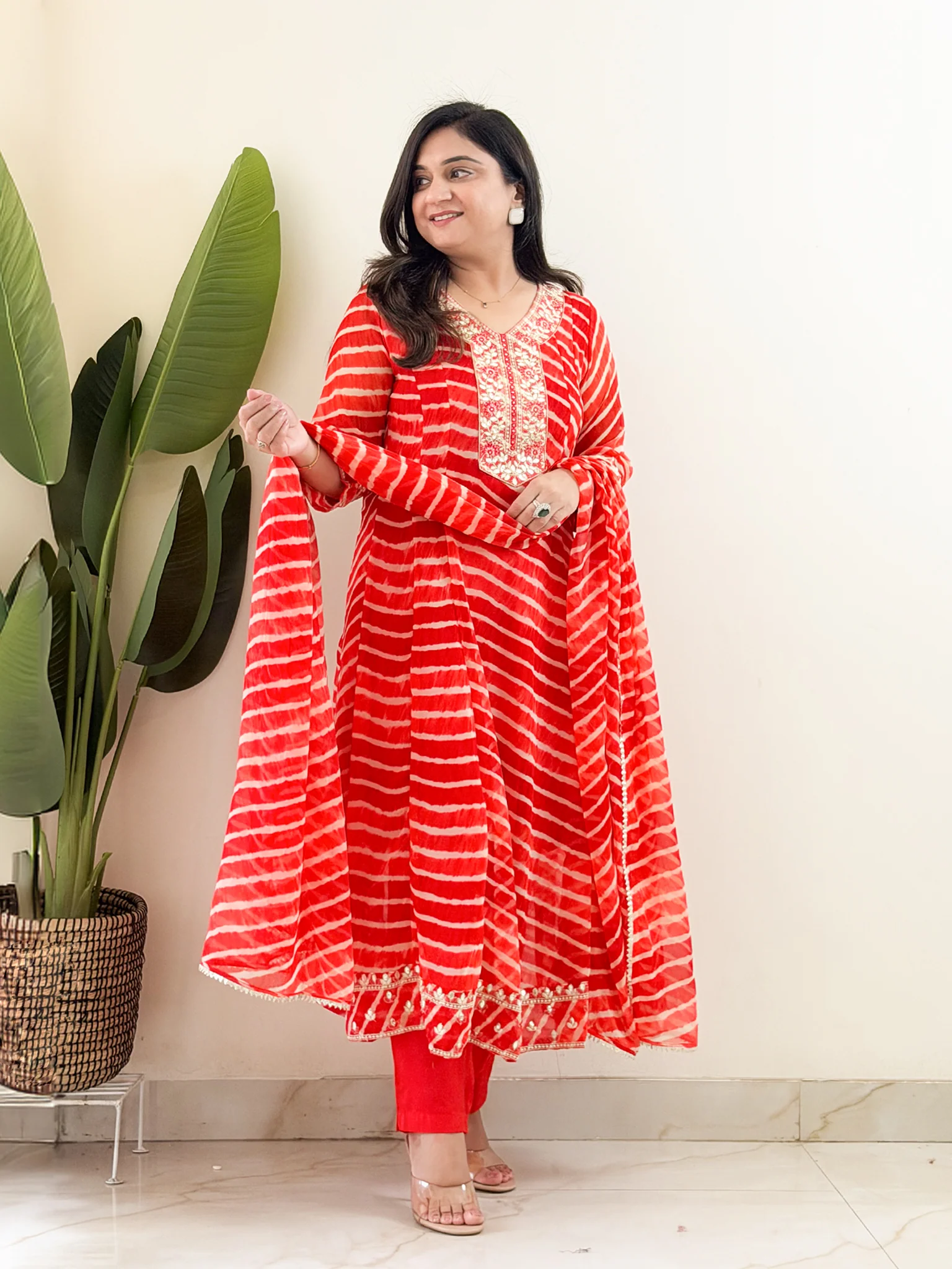 Diya Georgette Leheriya HandEmbroidered Anarkali Set - Image 3