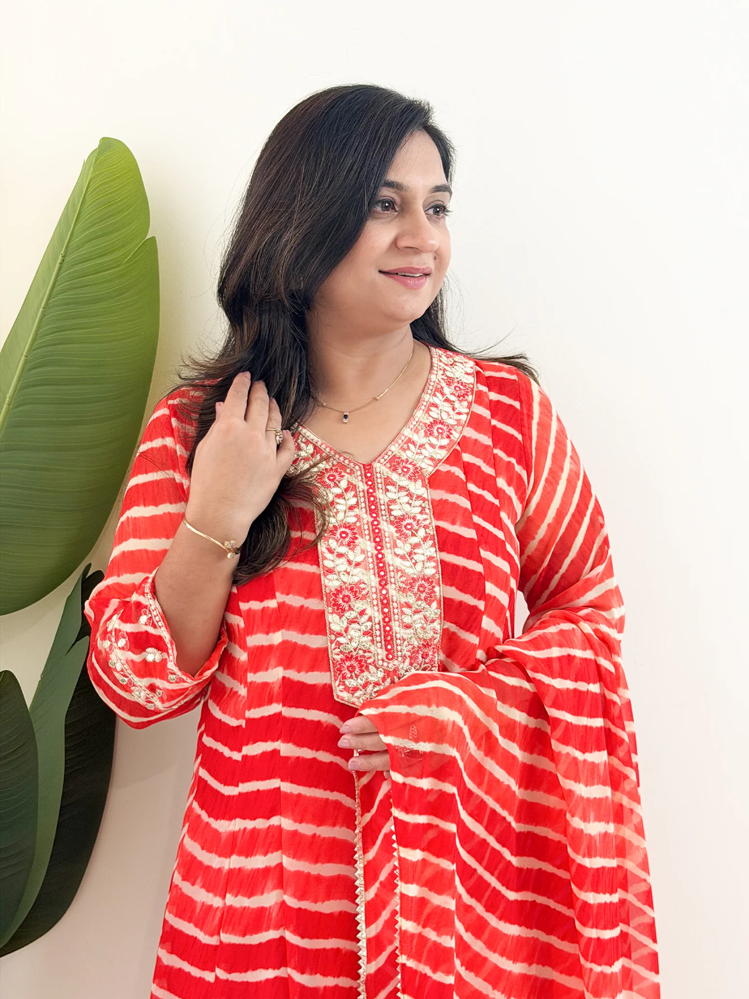 Diya Georgette Leheriya HandEmbroidered Anarkali Set - Image 4