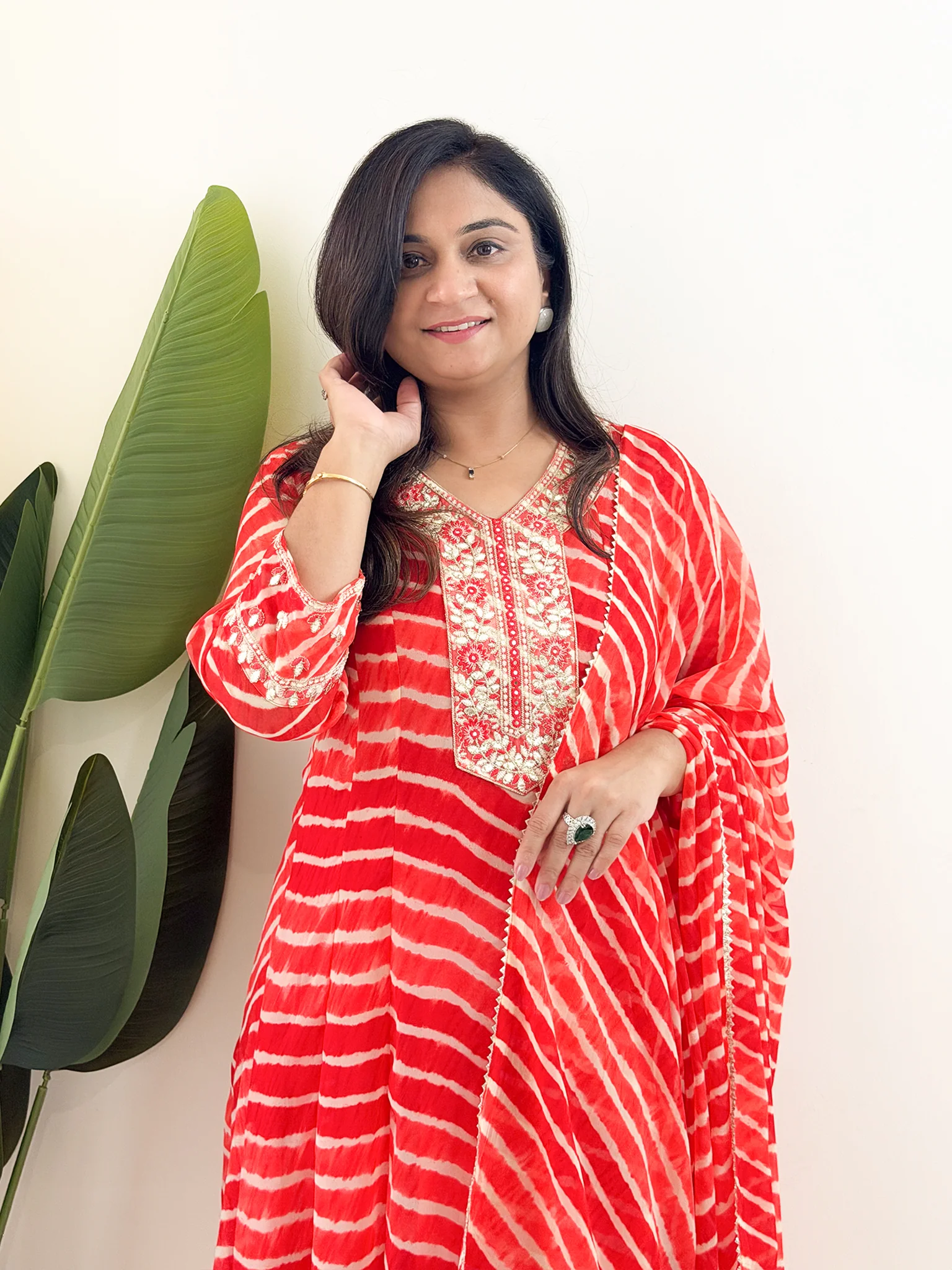 Diya Georgette Leheriya HandEmbroidered Anarkali Set - Image 6