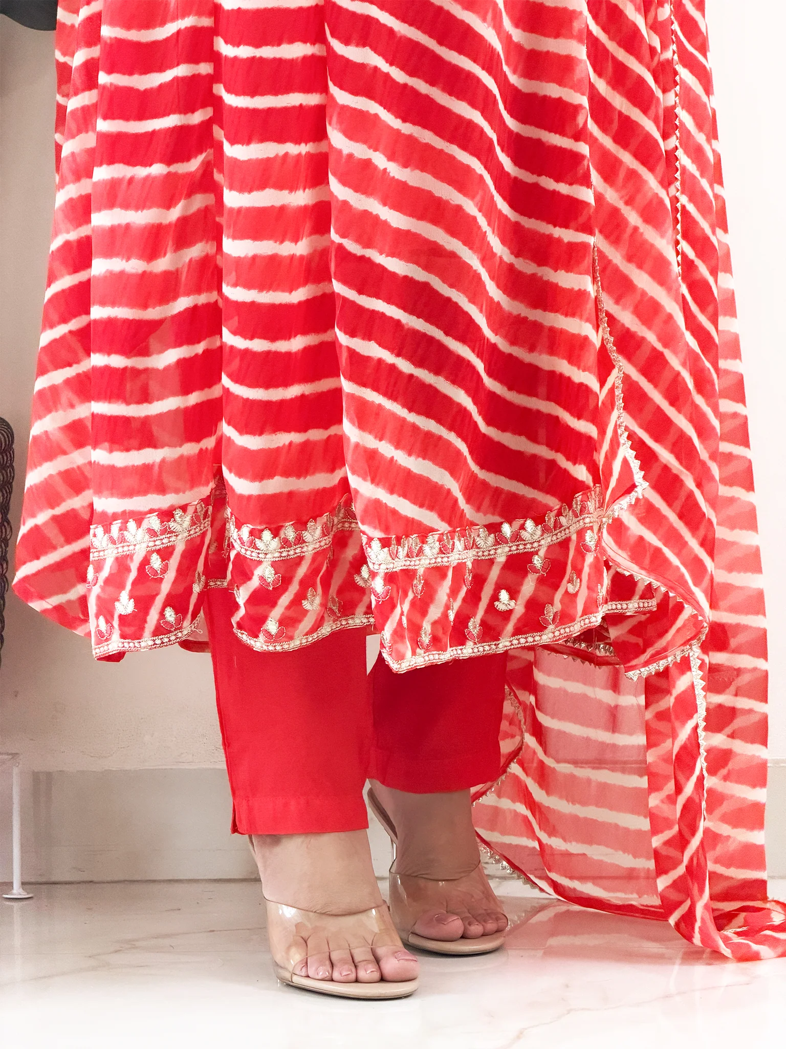 Diya Georgette Leheriya HandEmbroidered Anarkali Set - Image 7