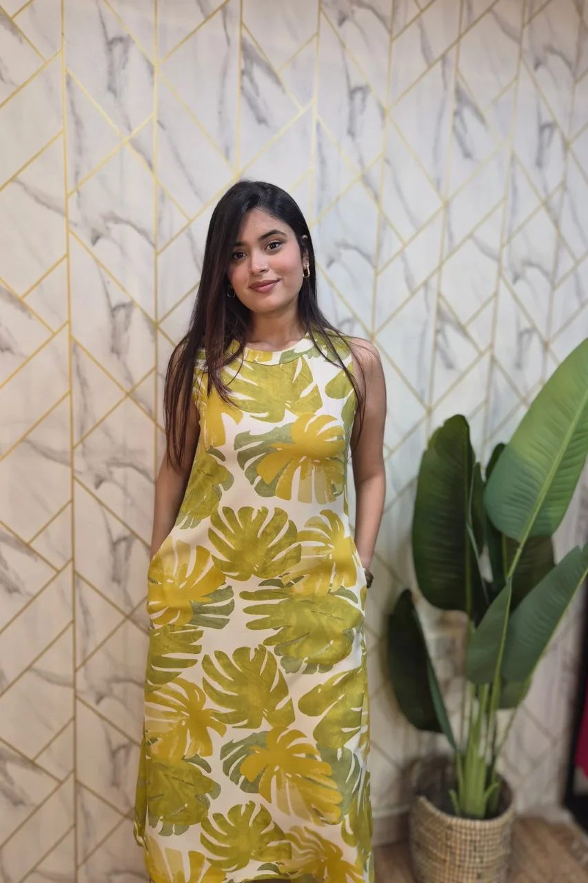 Green Rayon Floral A-line Coord Set - Image 5