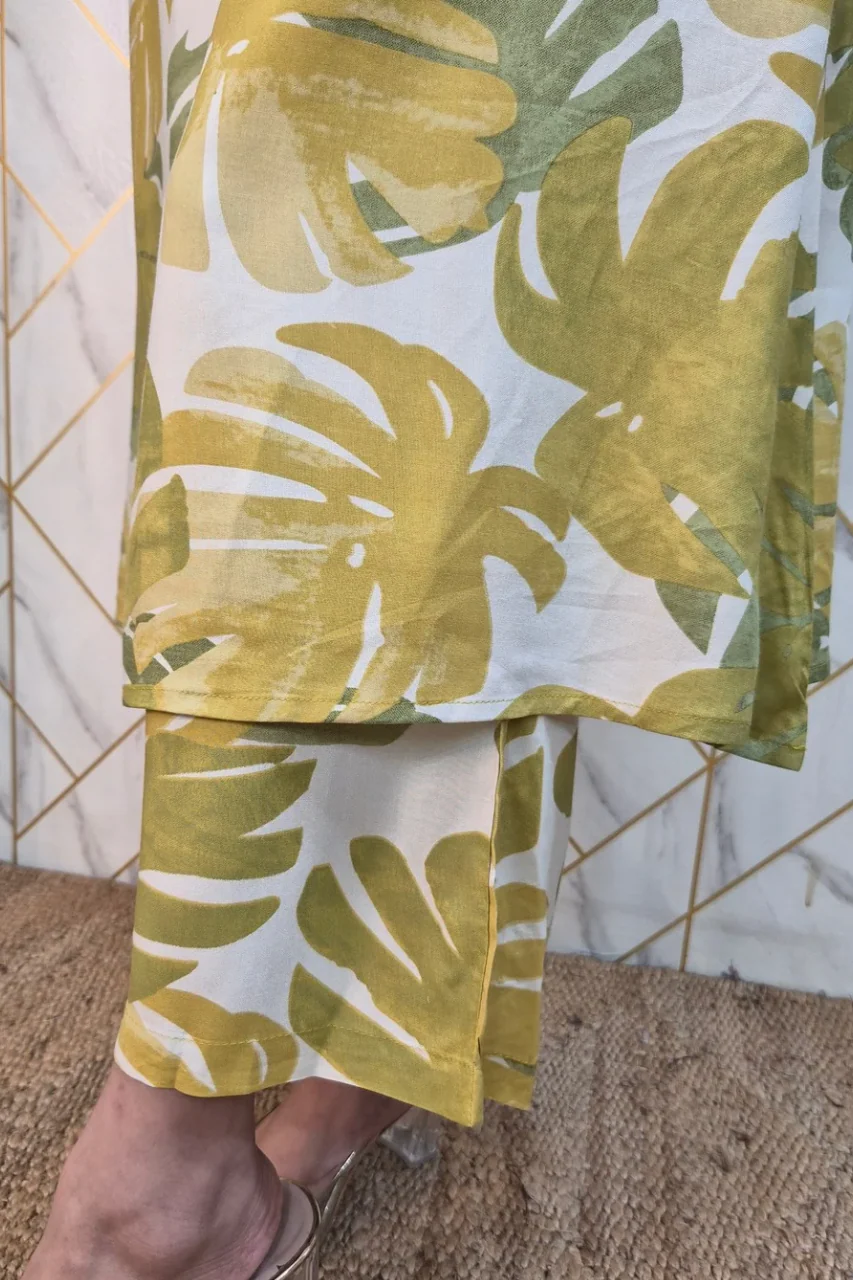 Green Rayon Floral A-line Coord Set - Image 7