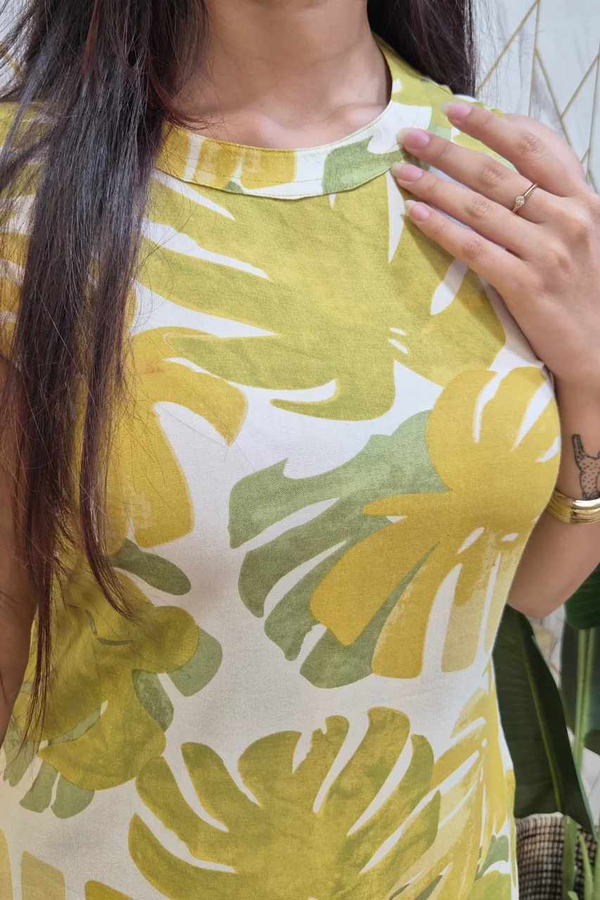 Green Rayon Floral A-line Coord Set - Image 8