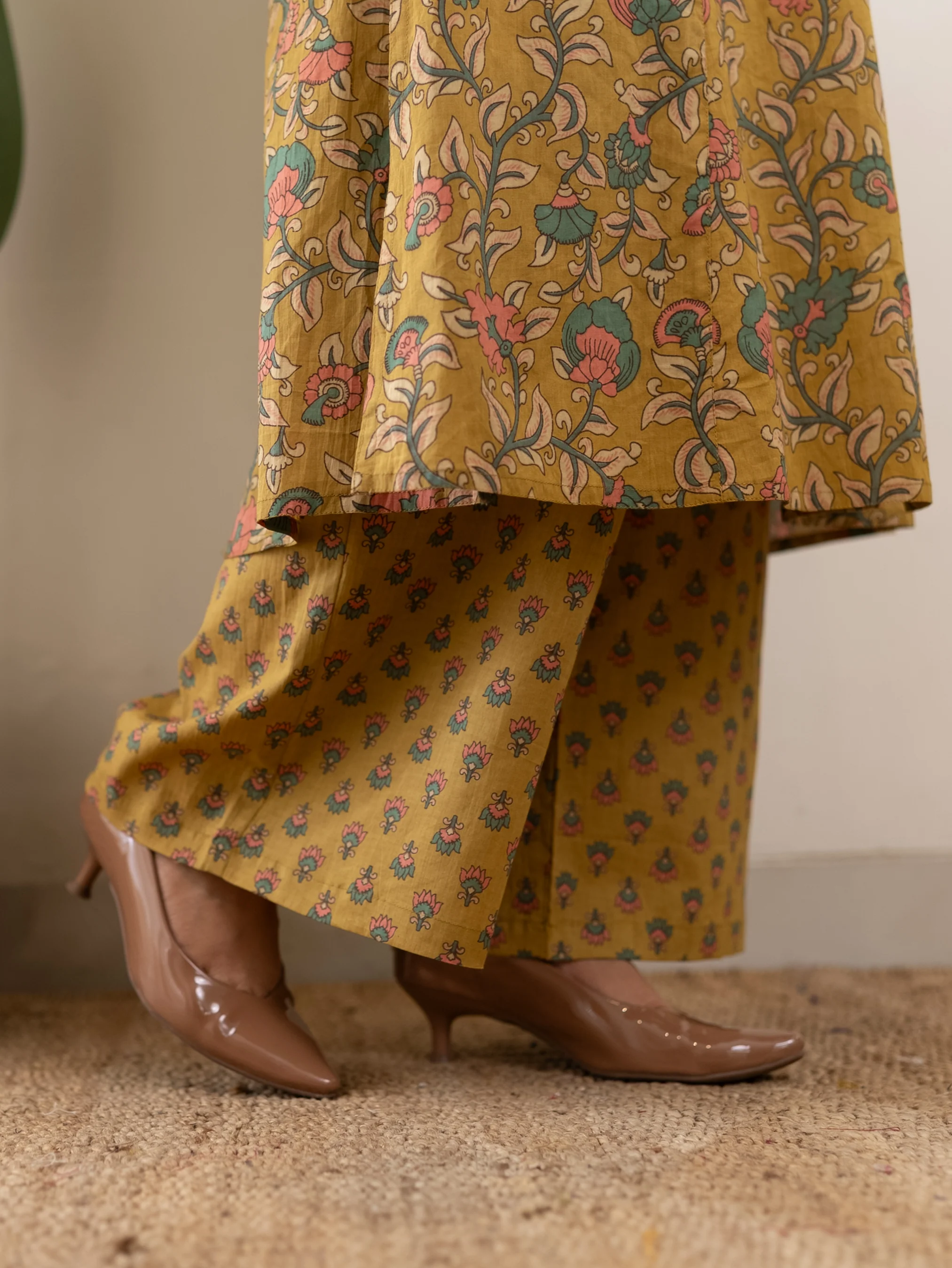 Gul Mustard Floral A-line Cotton Coord Set - Image 8