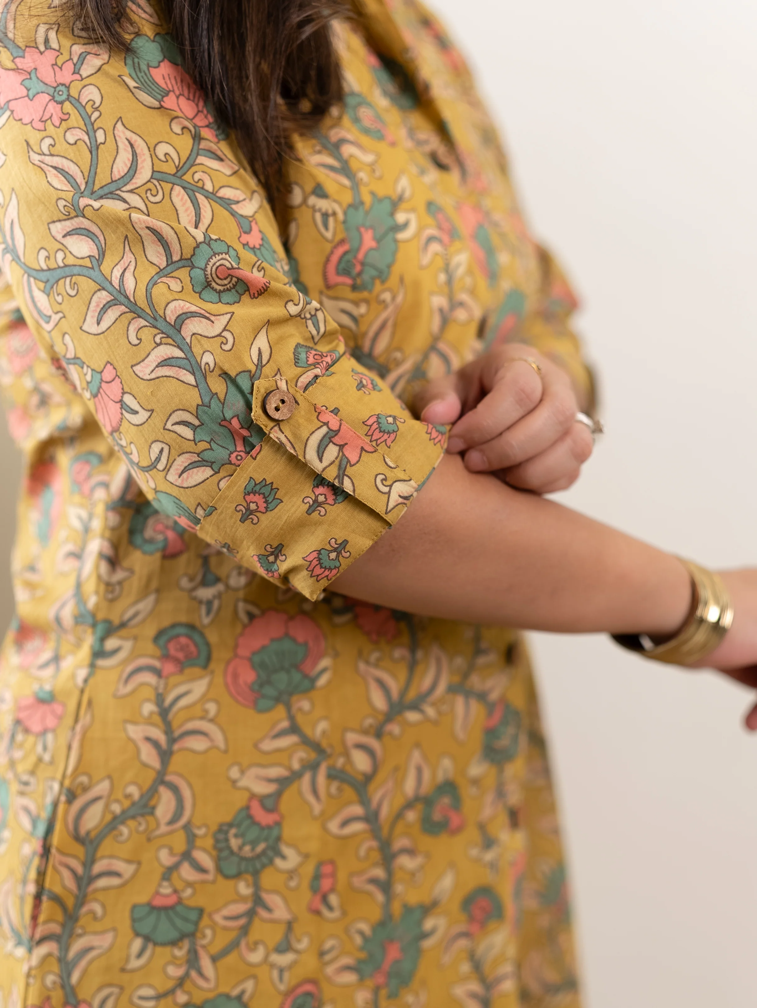 Gul Mustard Floral A-line Cotton Coord Set - Image 9