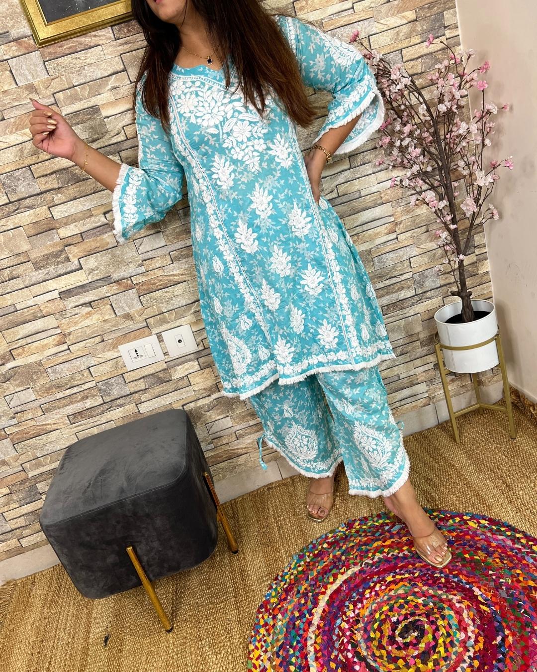 Heerat Cotton Hand Chikankari Coord Set - Image 3