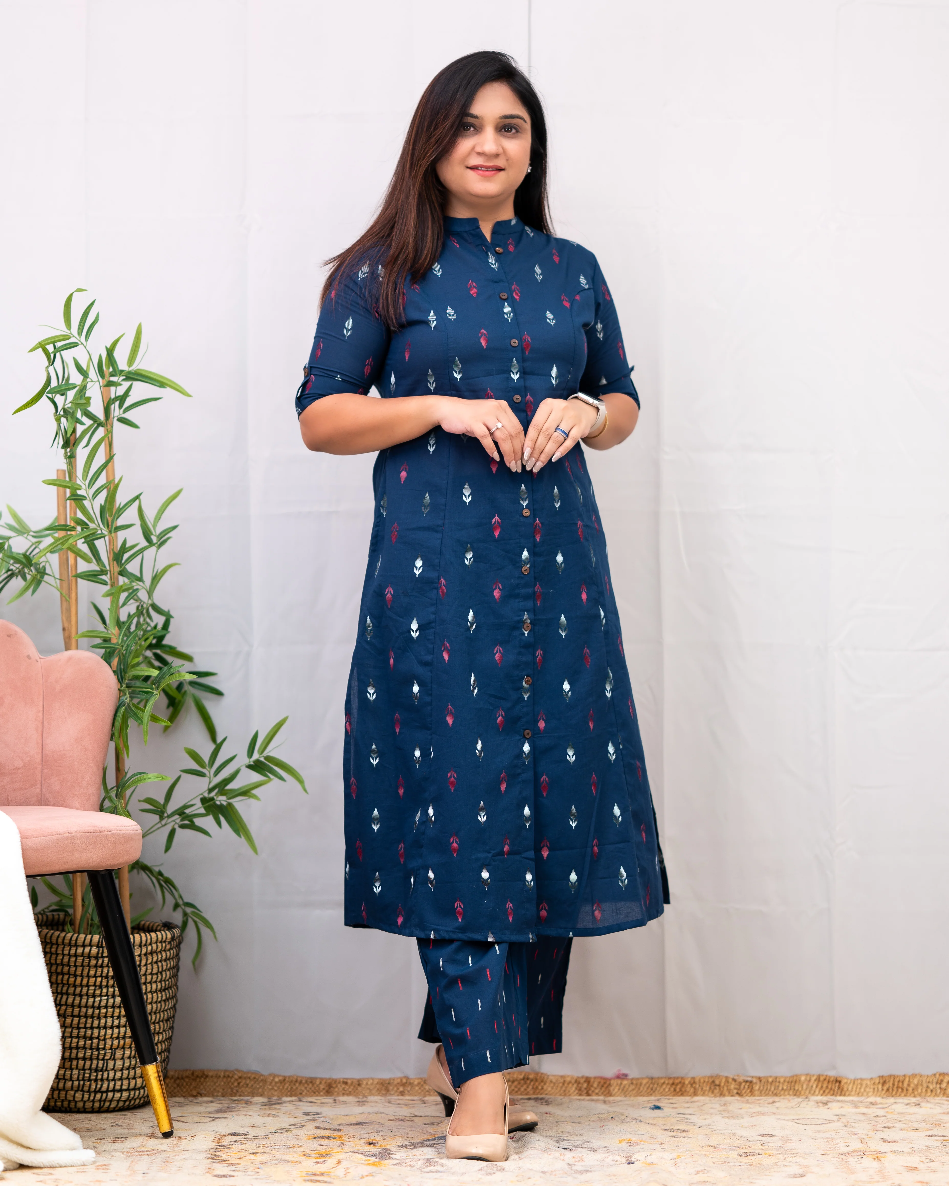Ikkat Cotton A-line Casual Coord Set - Image 11