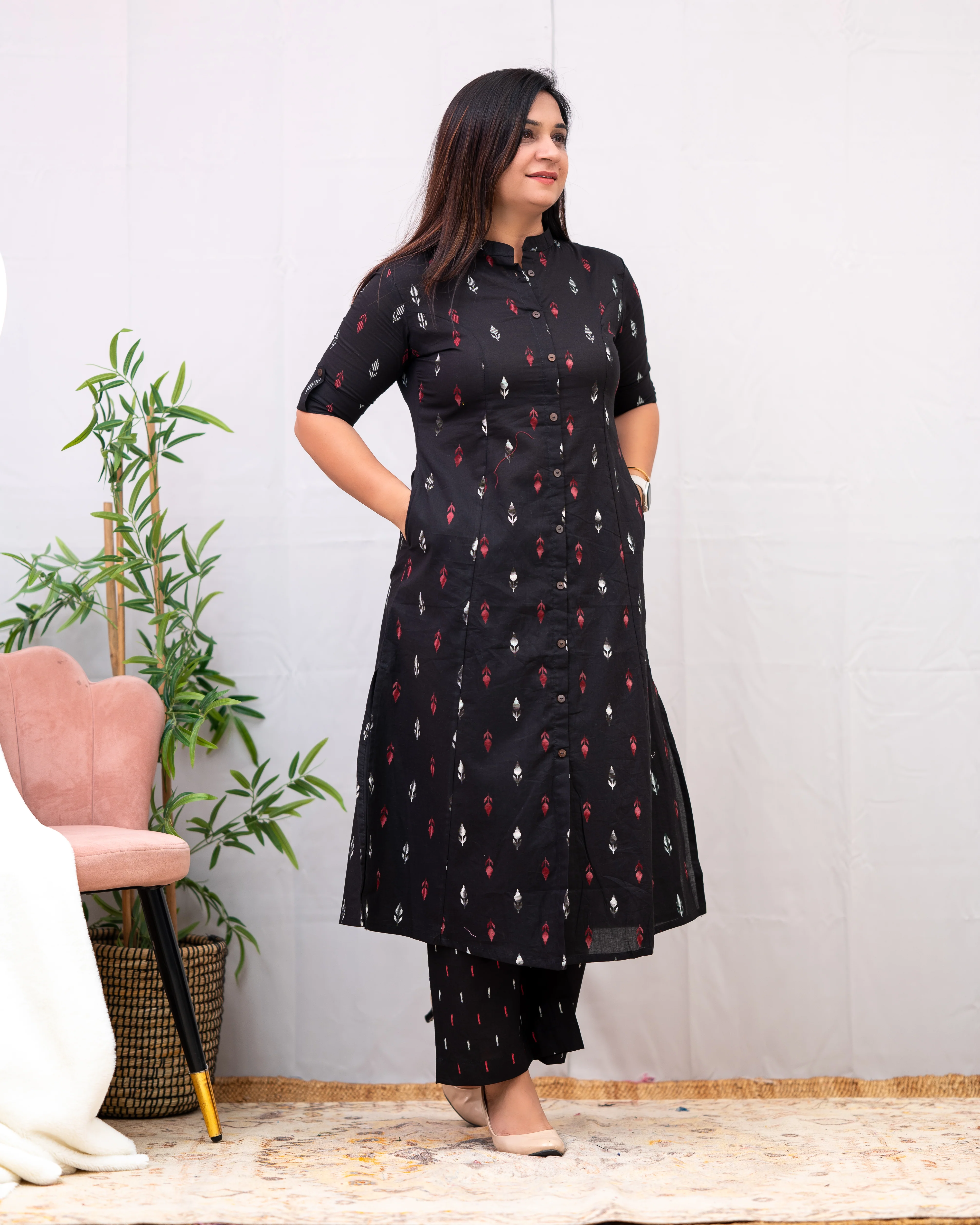 Ikkat Cotton A-line Casual Coord Set - Image 3