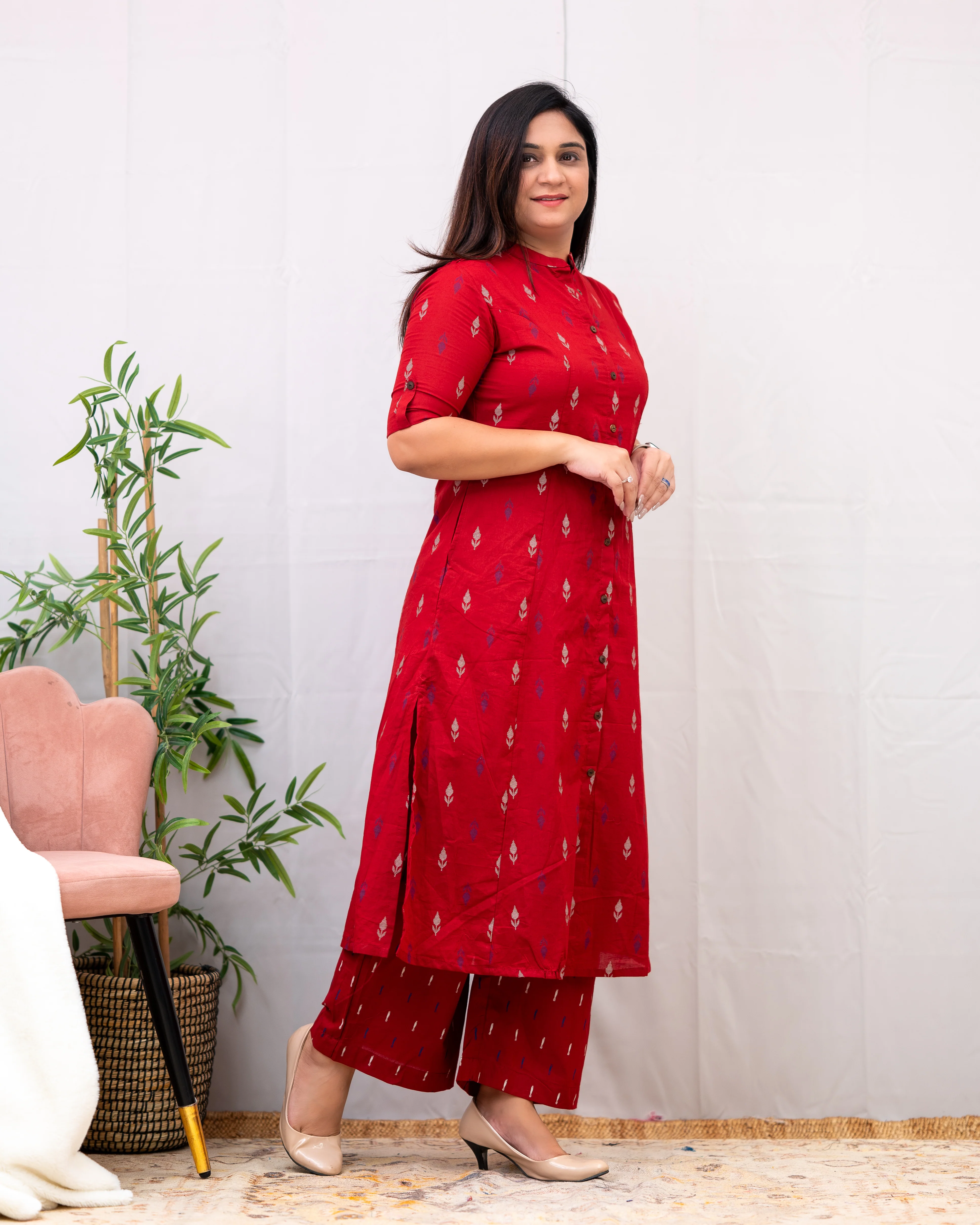 Ikkat Cotton A-line Casual Coord Set - Image 4