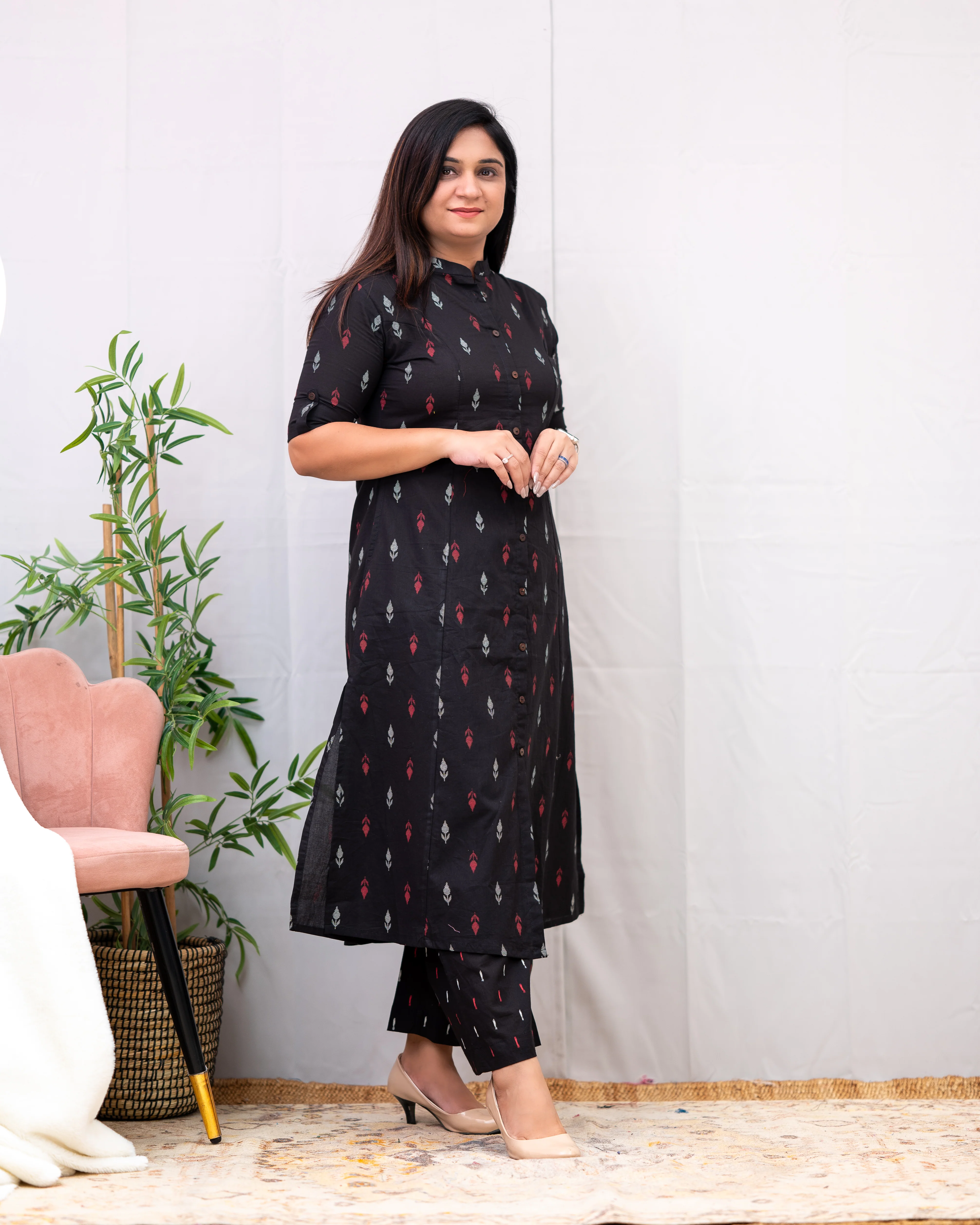 Ikkat Cotton A-line Casual Coord Set - Image 5