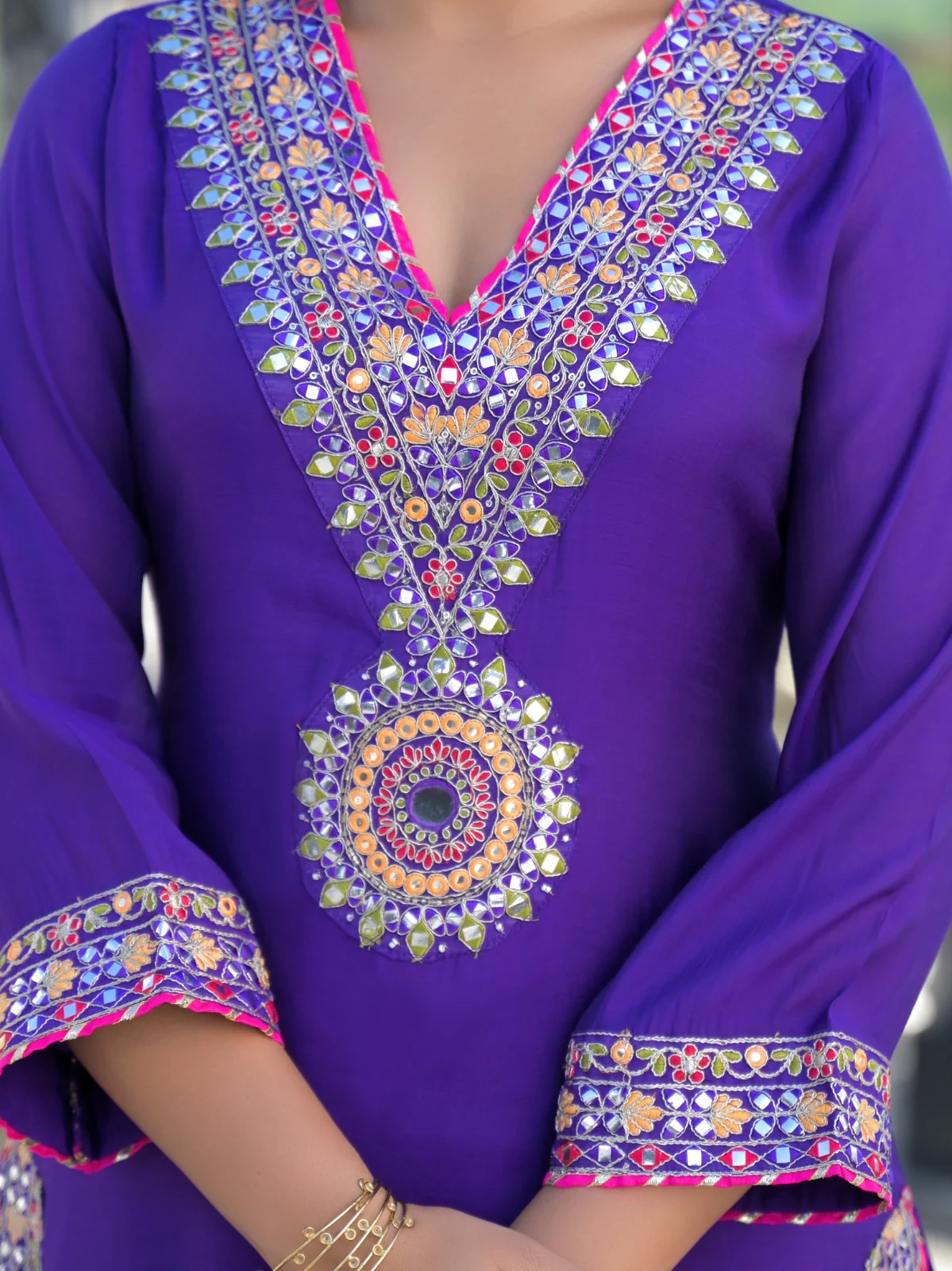 Illiana Mul Chanderi Embroidered Plazo Set - Image 5