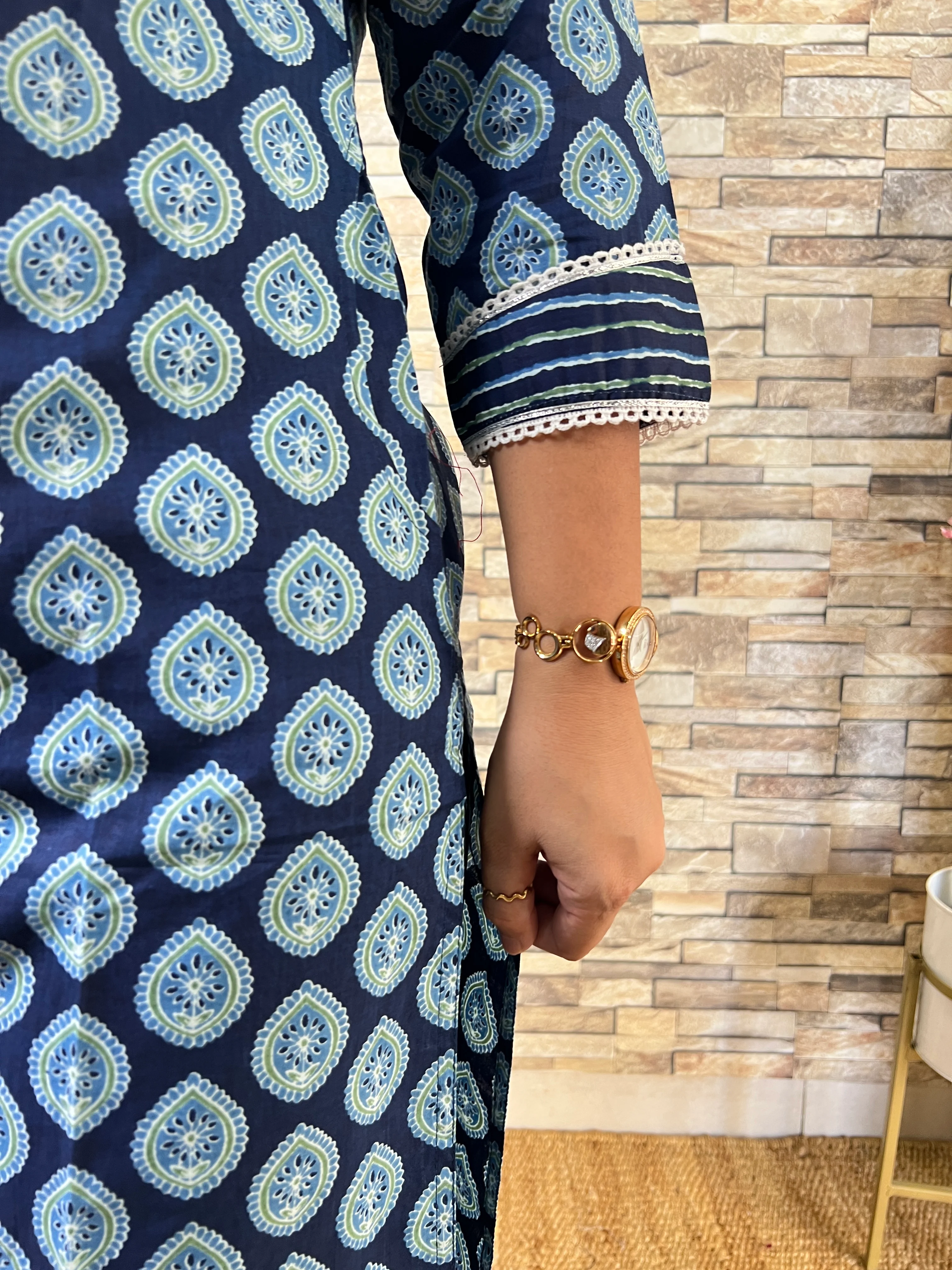 Indigo Cotton Afgani Set With Pockets - Image 4