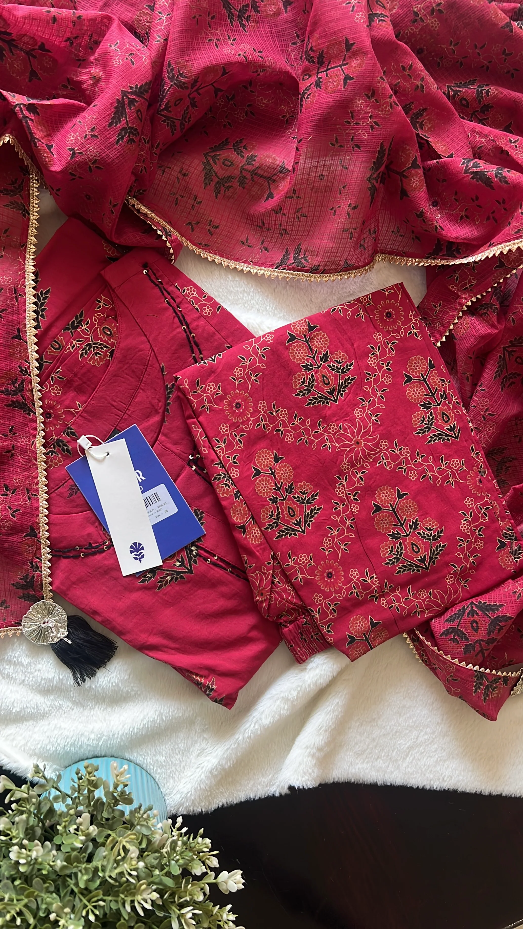 Irya Cotton Handblock Embroidered Pant Set - Image 13