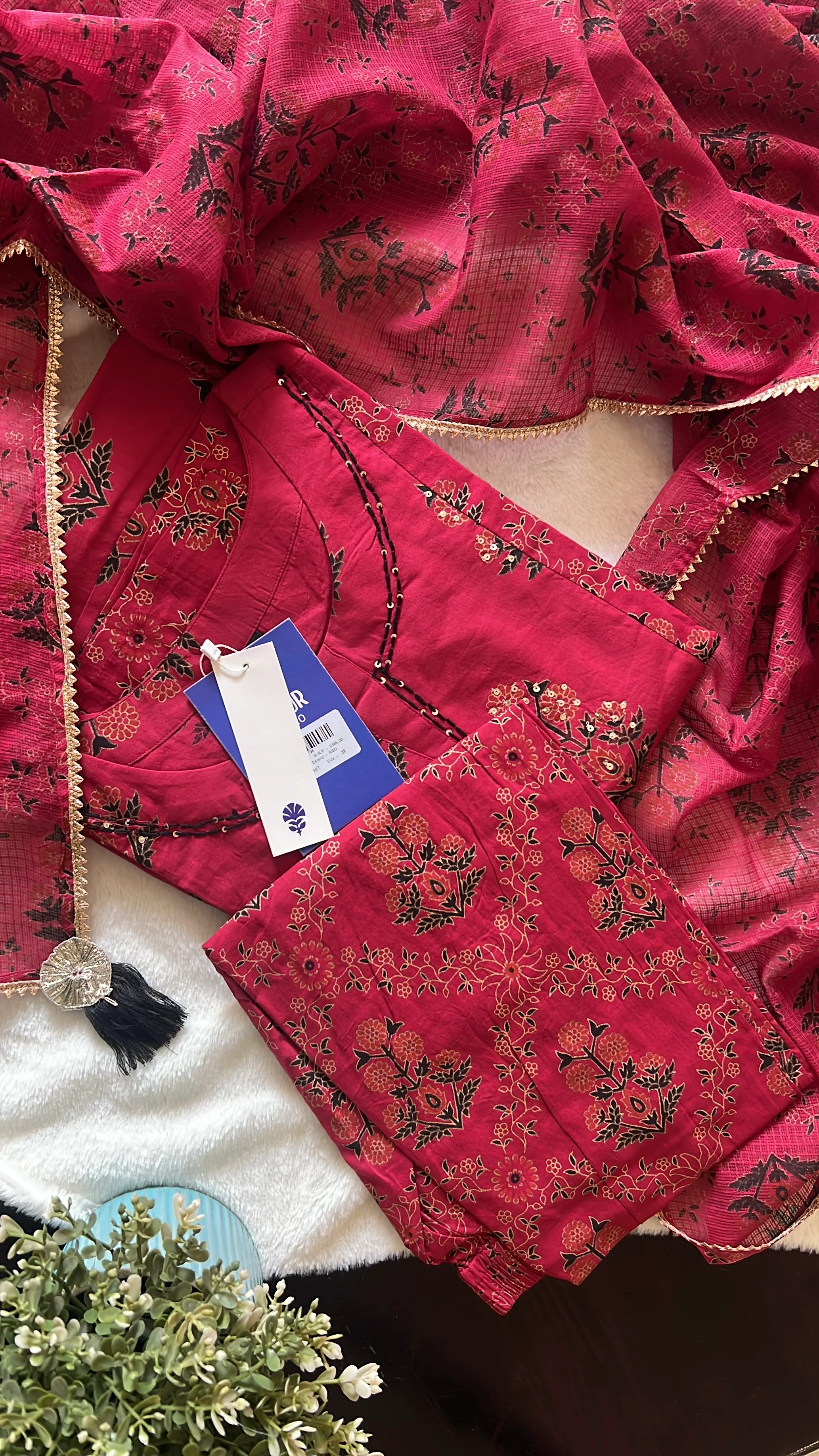 Irya Cotton Handblock Embroidered Pant Set - Image 14