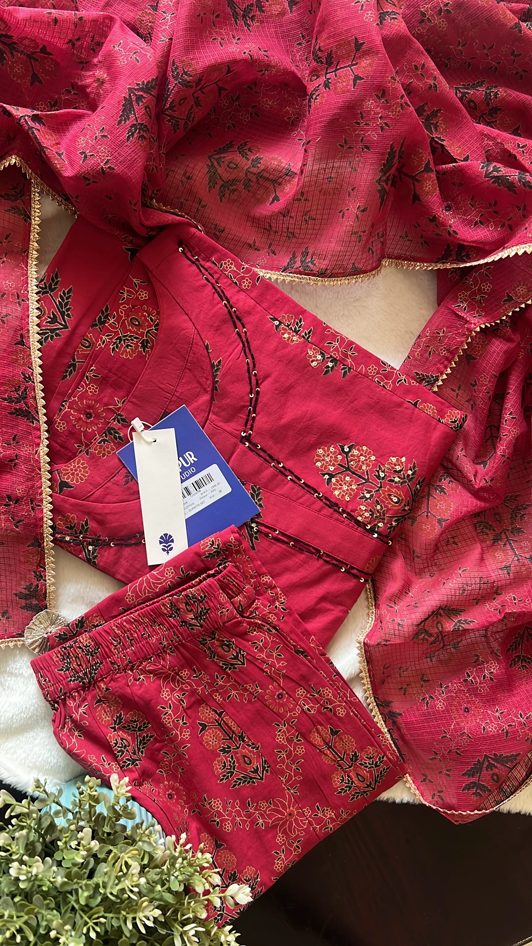 Irya Cotton Handblock Embroidered Pant Set - Image 15
