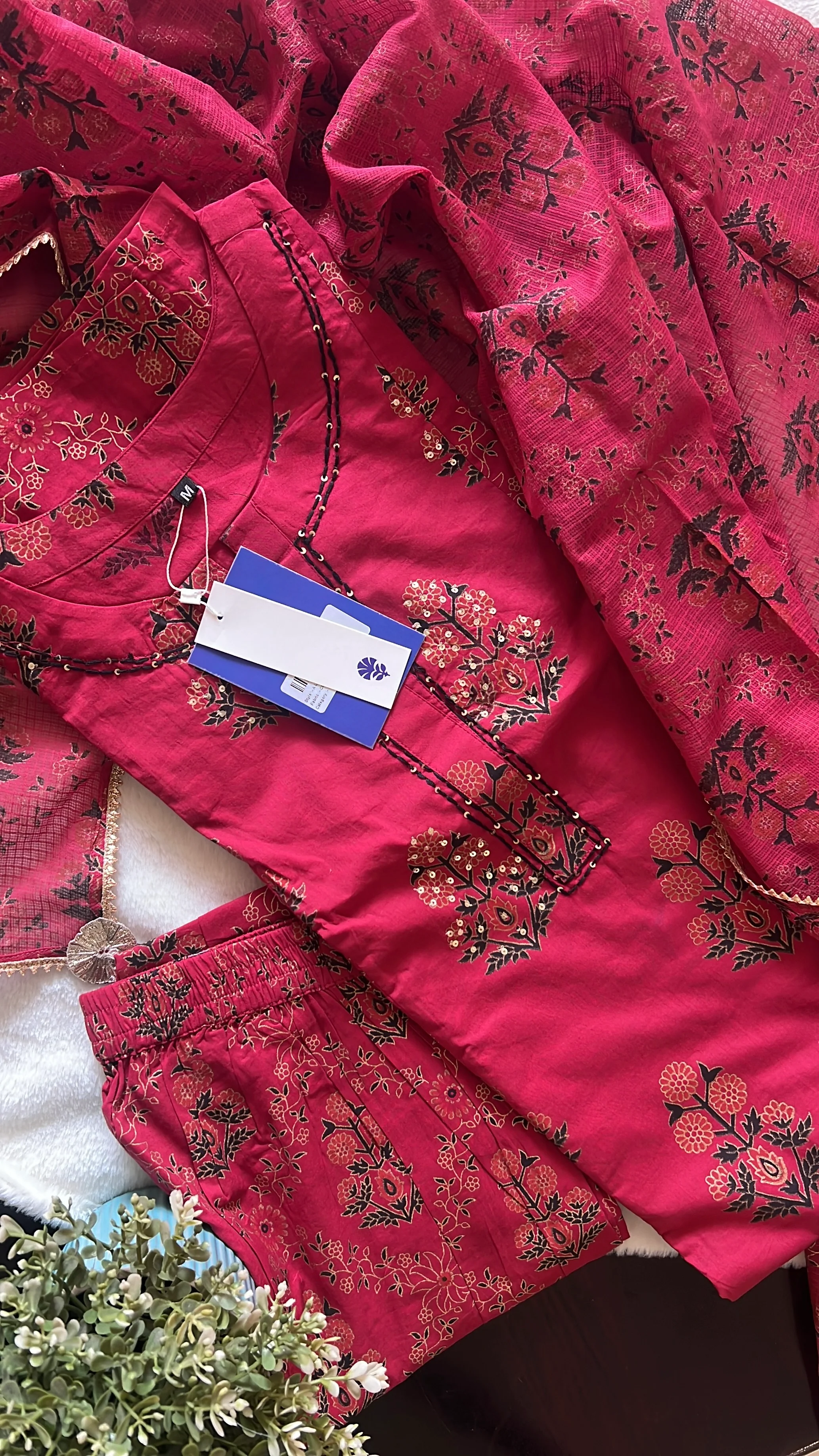 Irya Cotton Handblock Embroidered Pant Set - Image 16