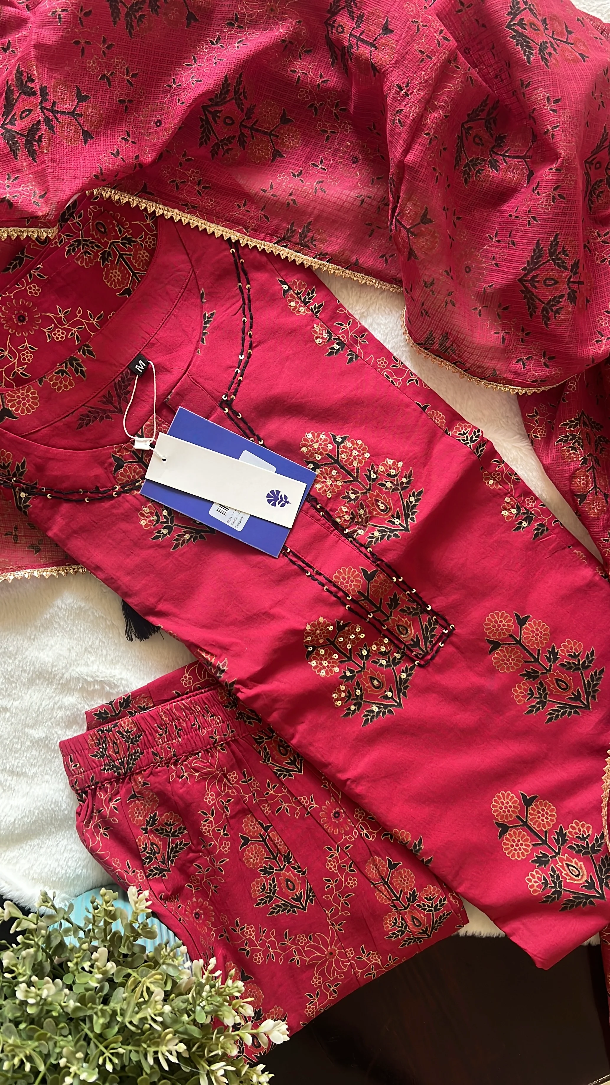Irya Cotton Handblock Embroidered Pant Set - Image 17