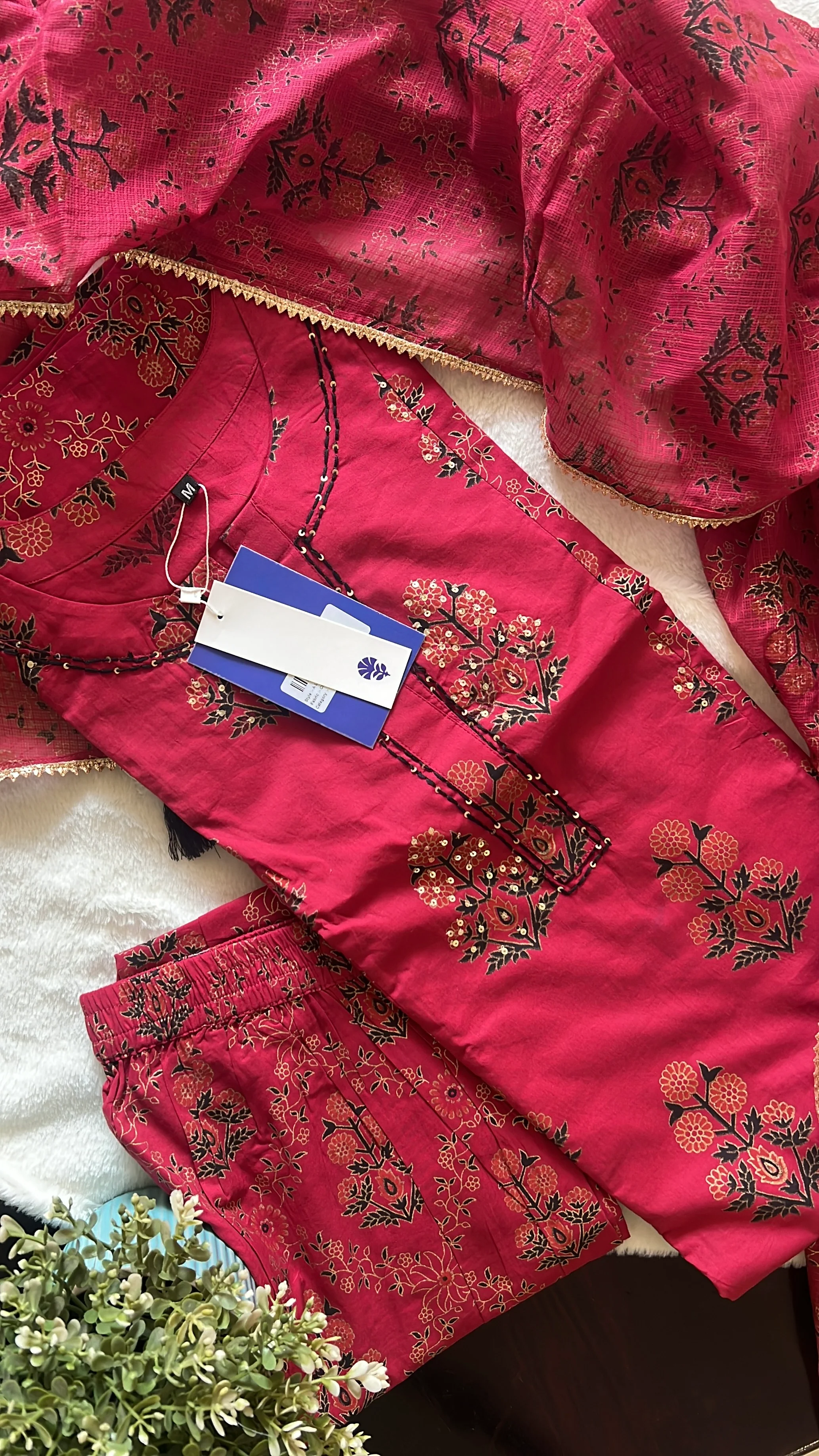 Irya Cotton Handblock Embroidered Pant Set - Image 18