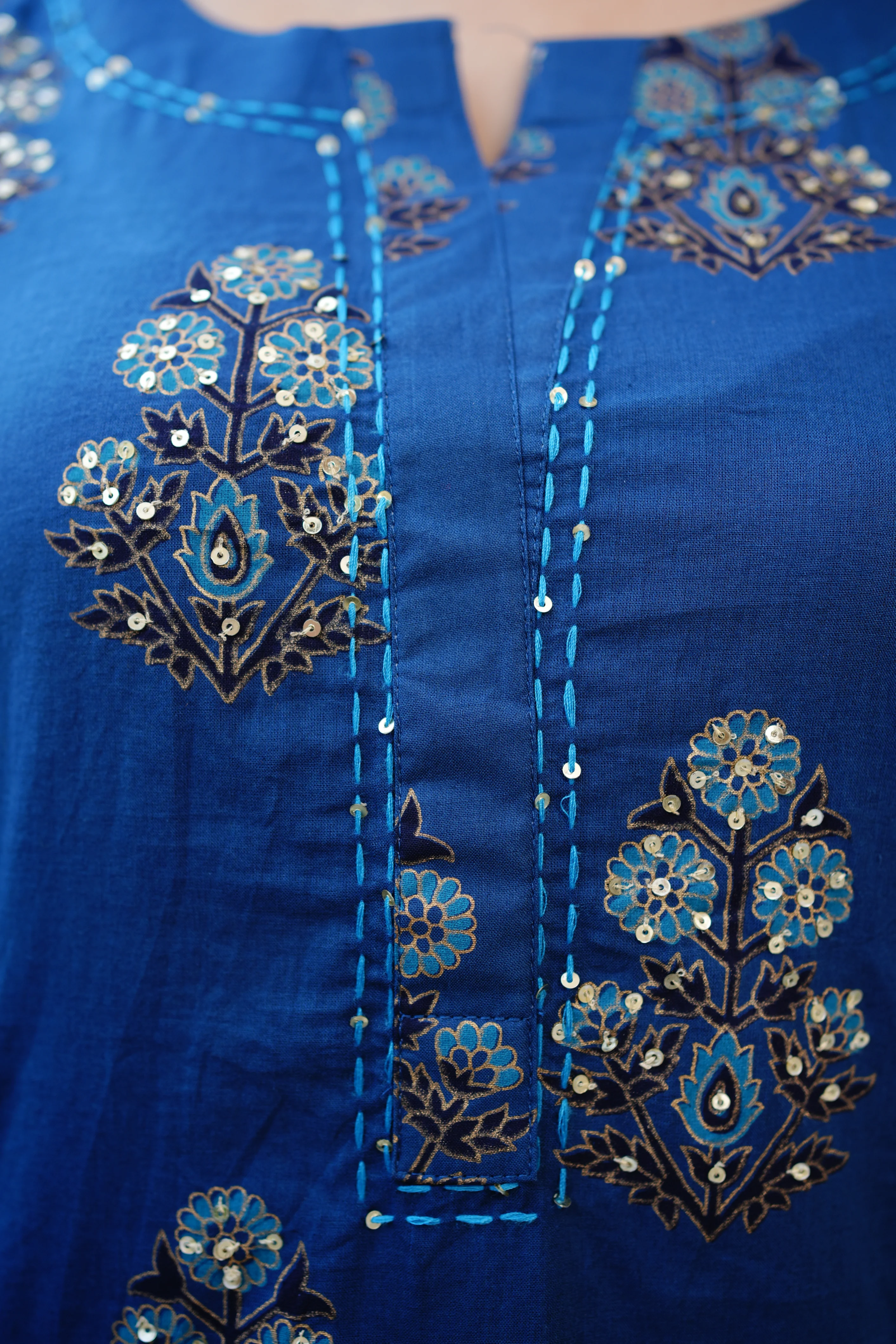 Irya Cotton Handblock Embroidered Pant Set - Image 5