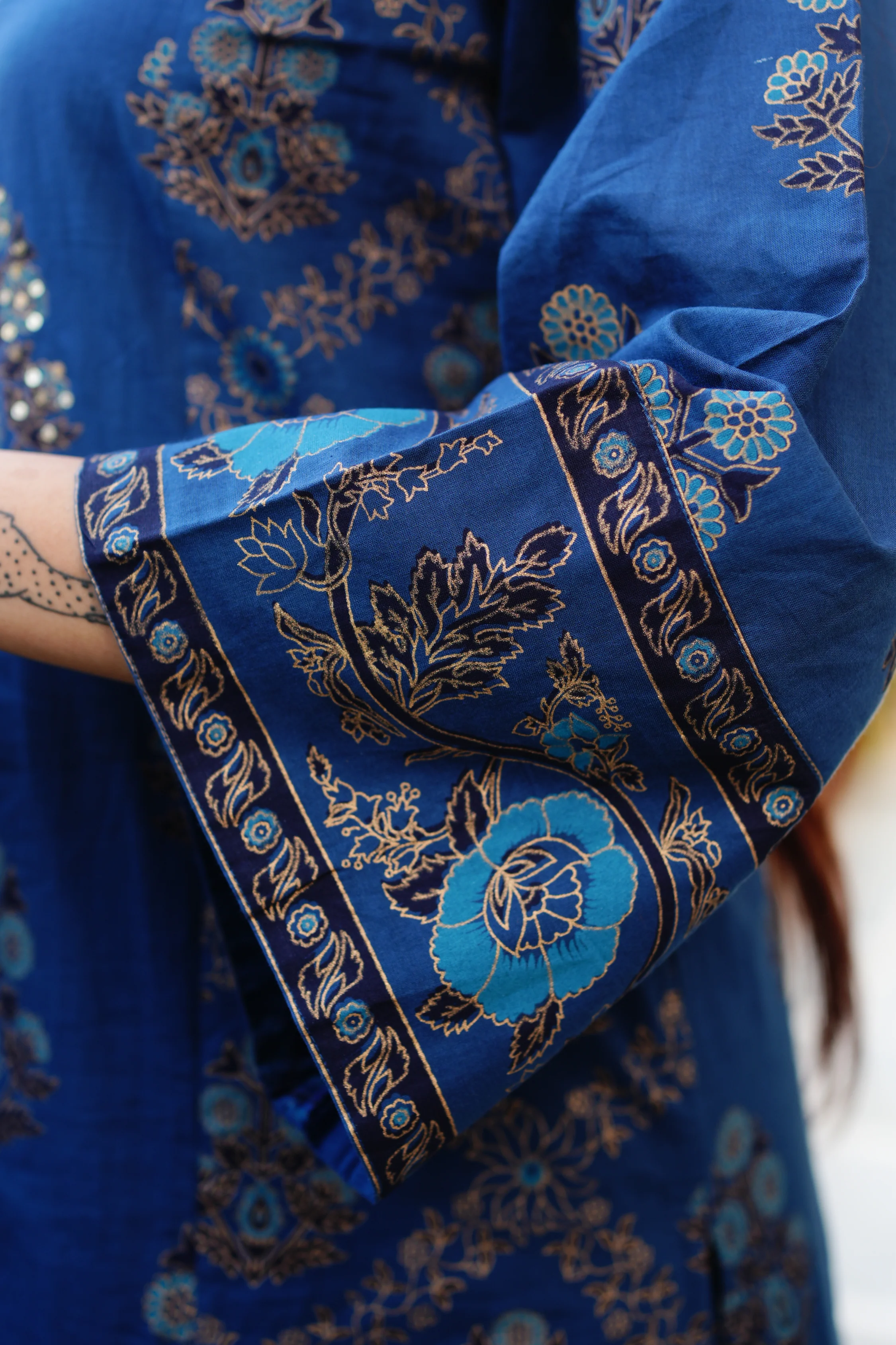 Irya Cotton Handblock Embroidered Pant Set - Image 6