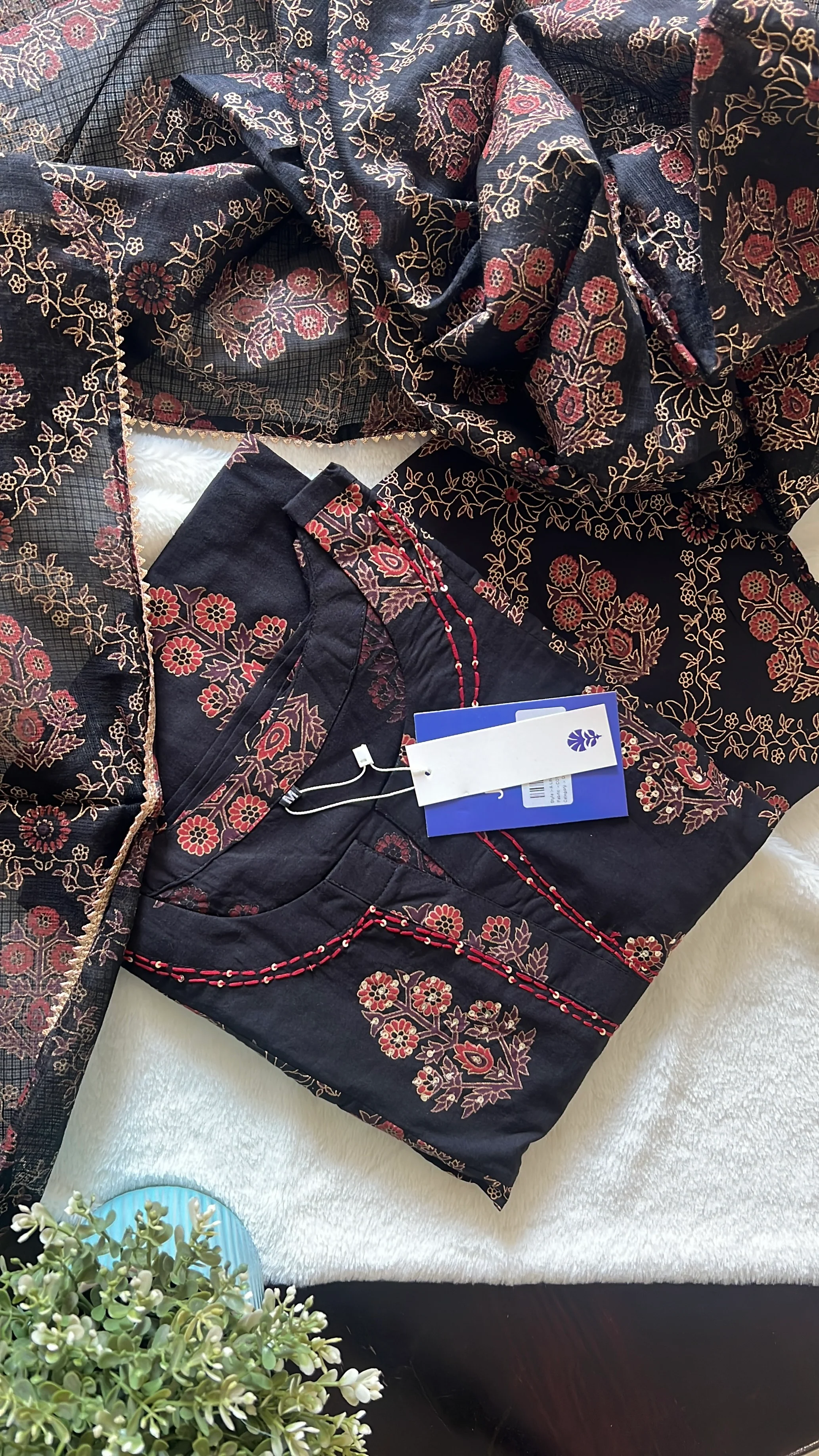 Irya Cotton Handblock Embroidered Pant Set - Image 8