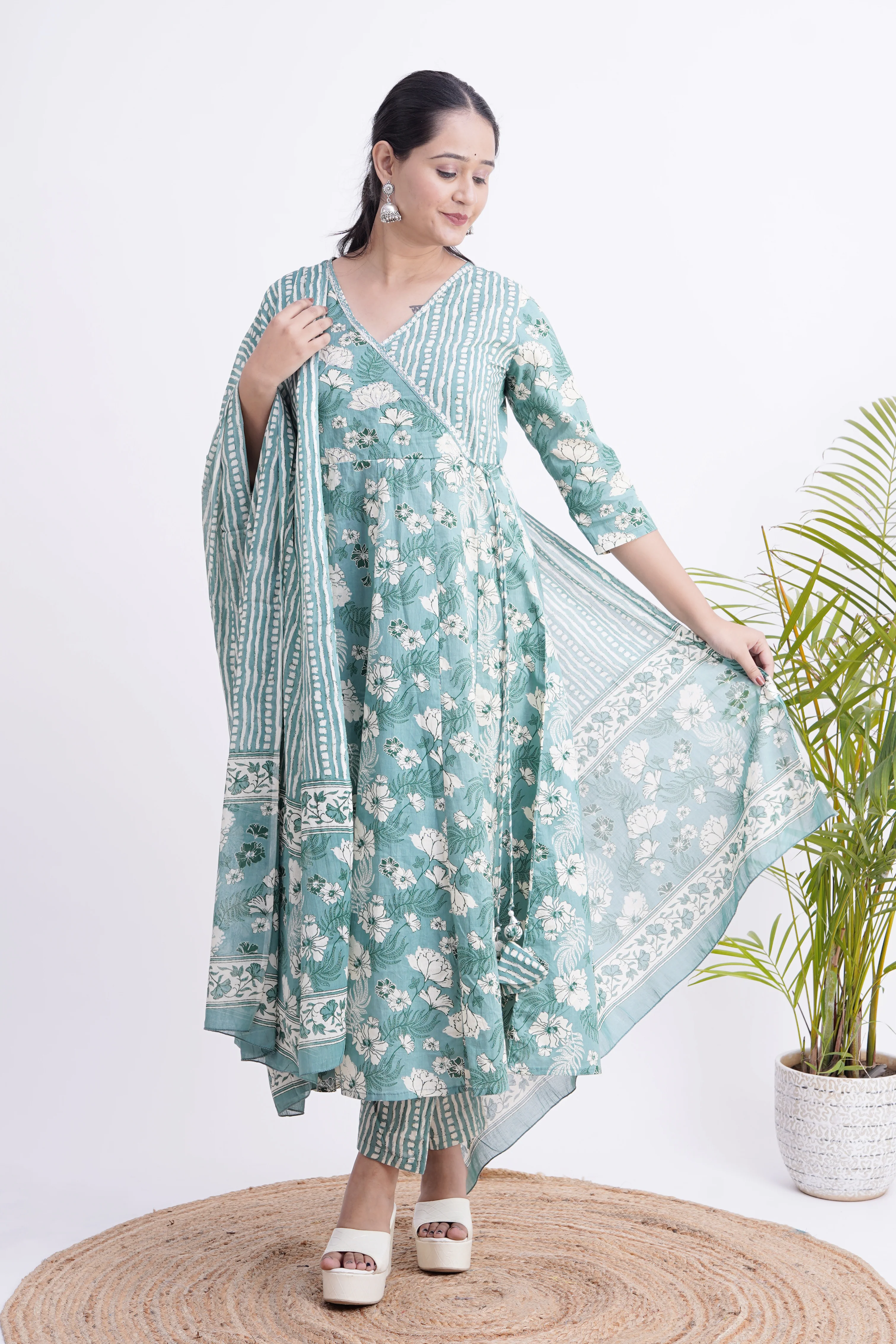Jaipuri Cotton Angrakha Pant Set - Image 3