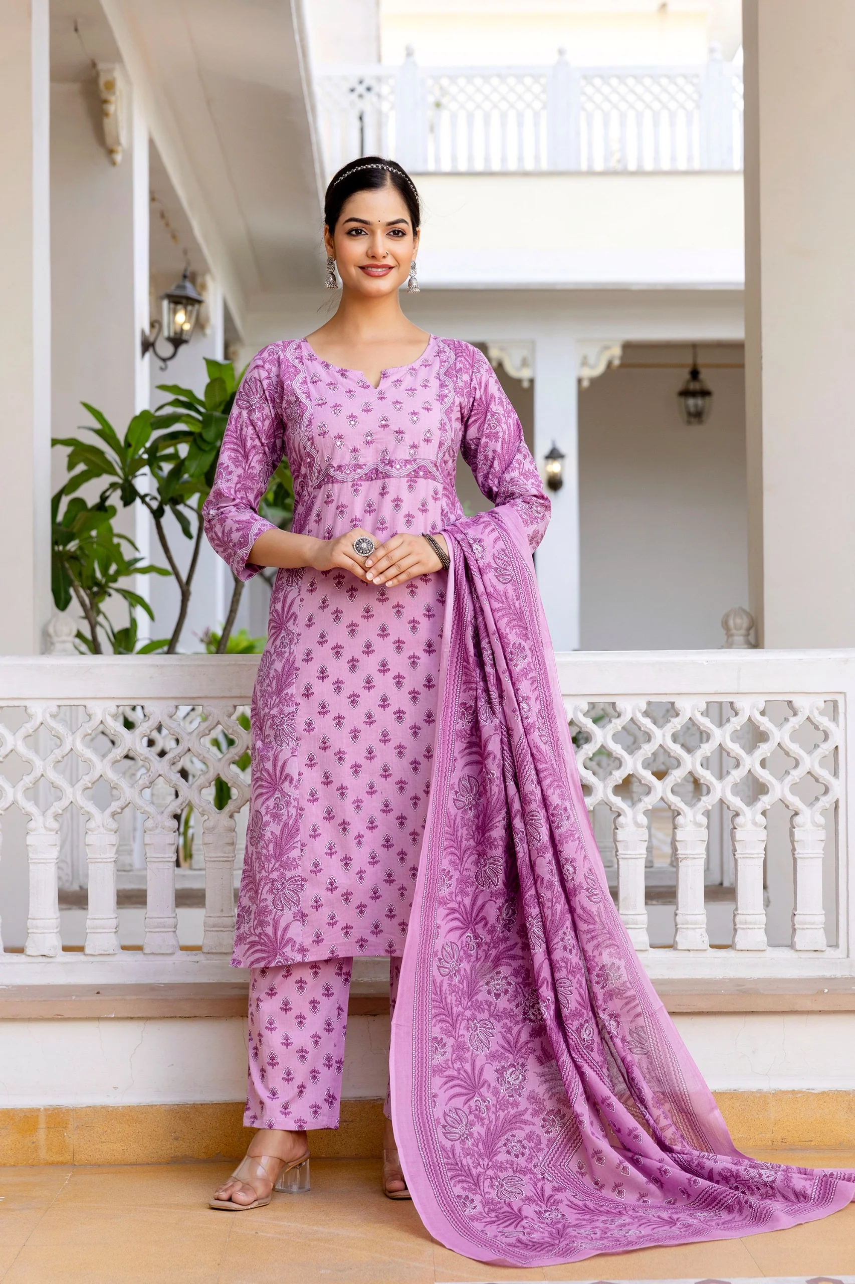 Jaipuri Cotton Embroidered Pant Set - Image 9