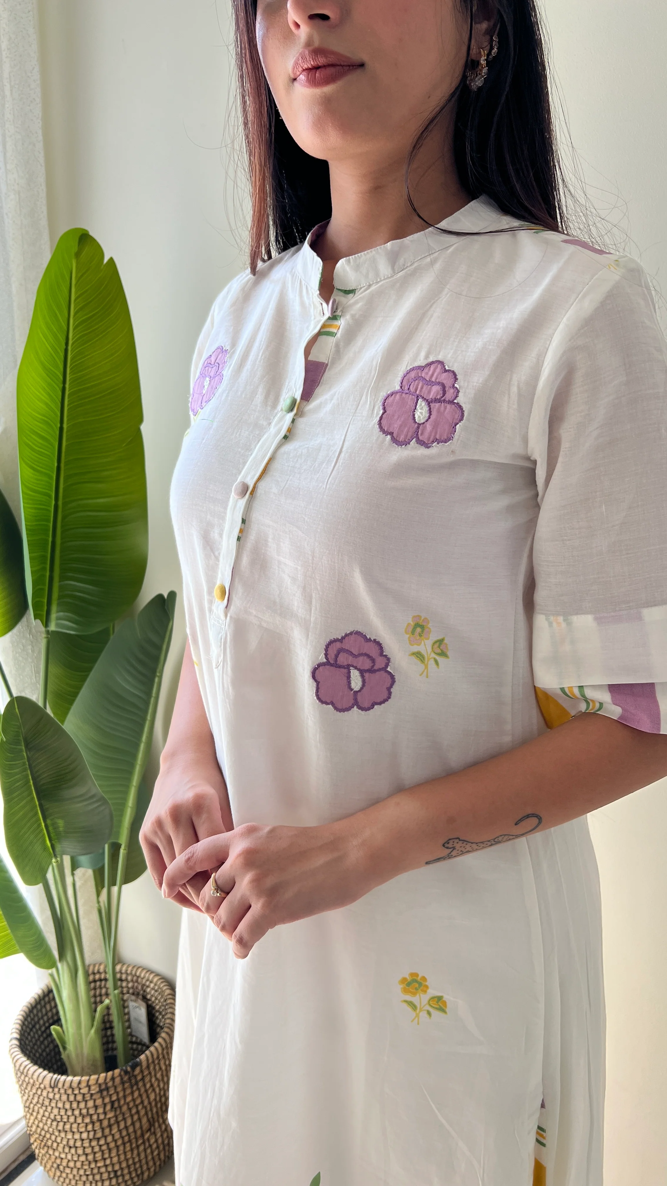 Jeena Mul Cotton Embroidered High Low Coord Set - Image 6